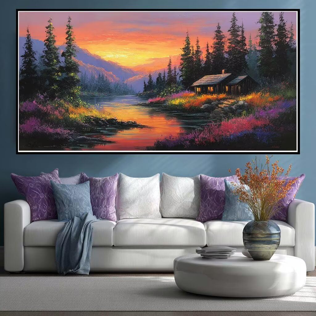 Diamond Painting Kits for Adults Large, 5D DIY Wooded River Diamond Art Kits Adults Square Drill Large Dimond Art Landscape Gem Arts Crafts for Wall Decoration 200x100cm/78.7x39.4 Inch (WL500)