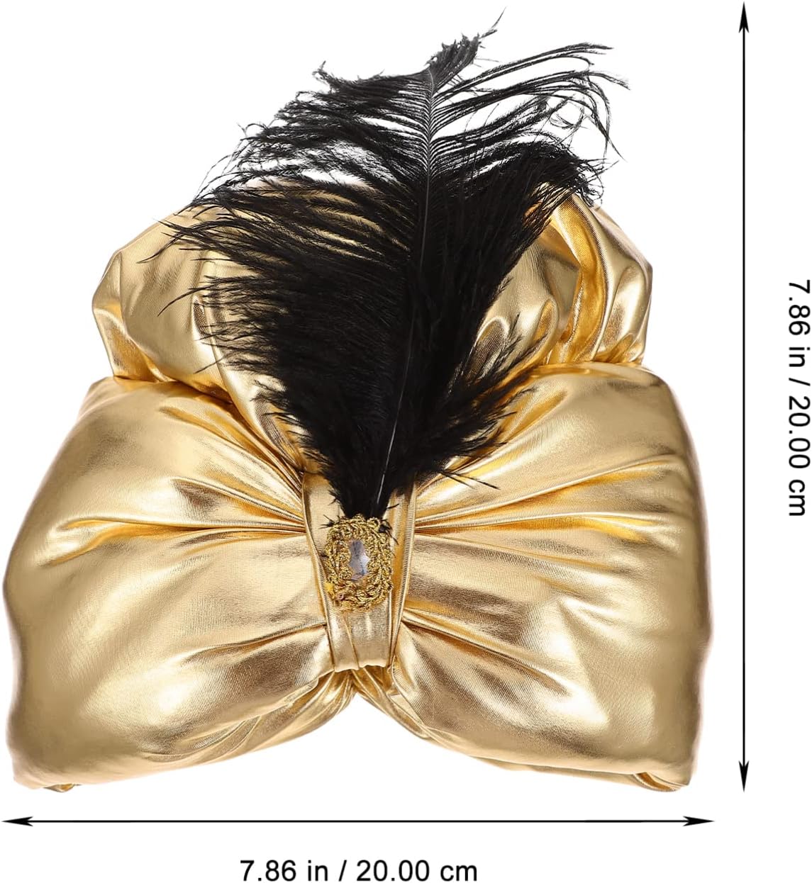 Toyvian Golden Turban Hat with Plume Decoration, Arabian Prince Headdress Costume Hat, One Size Unisex Glittered Turban Hat Costume - Image 6