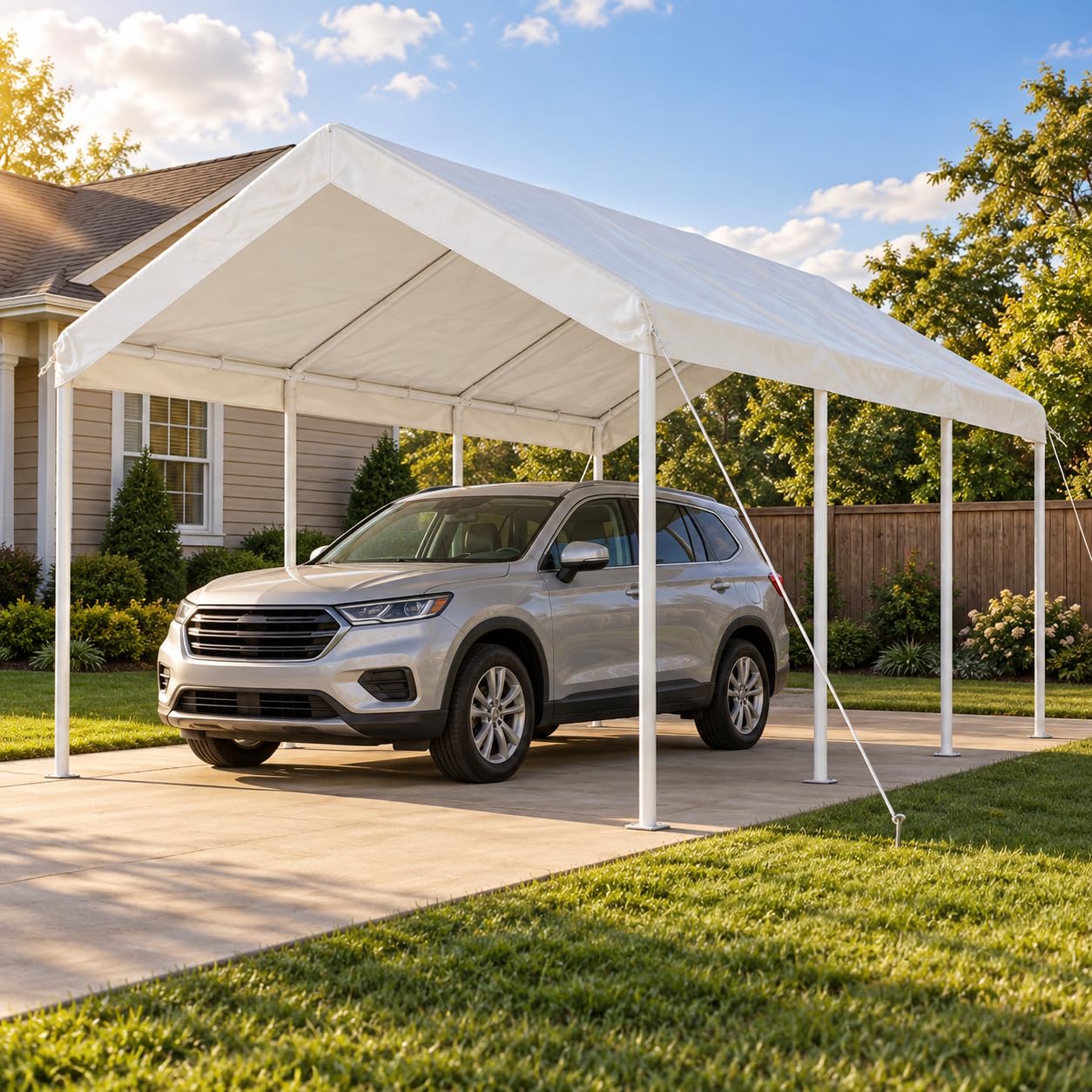 Aoxun 10x20 FT Carport, Heavy Duty Car Canopy Portable Garage, White