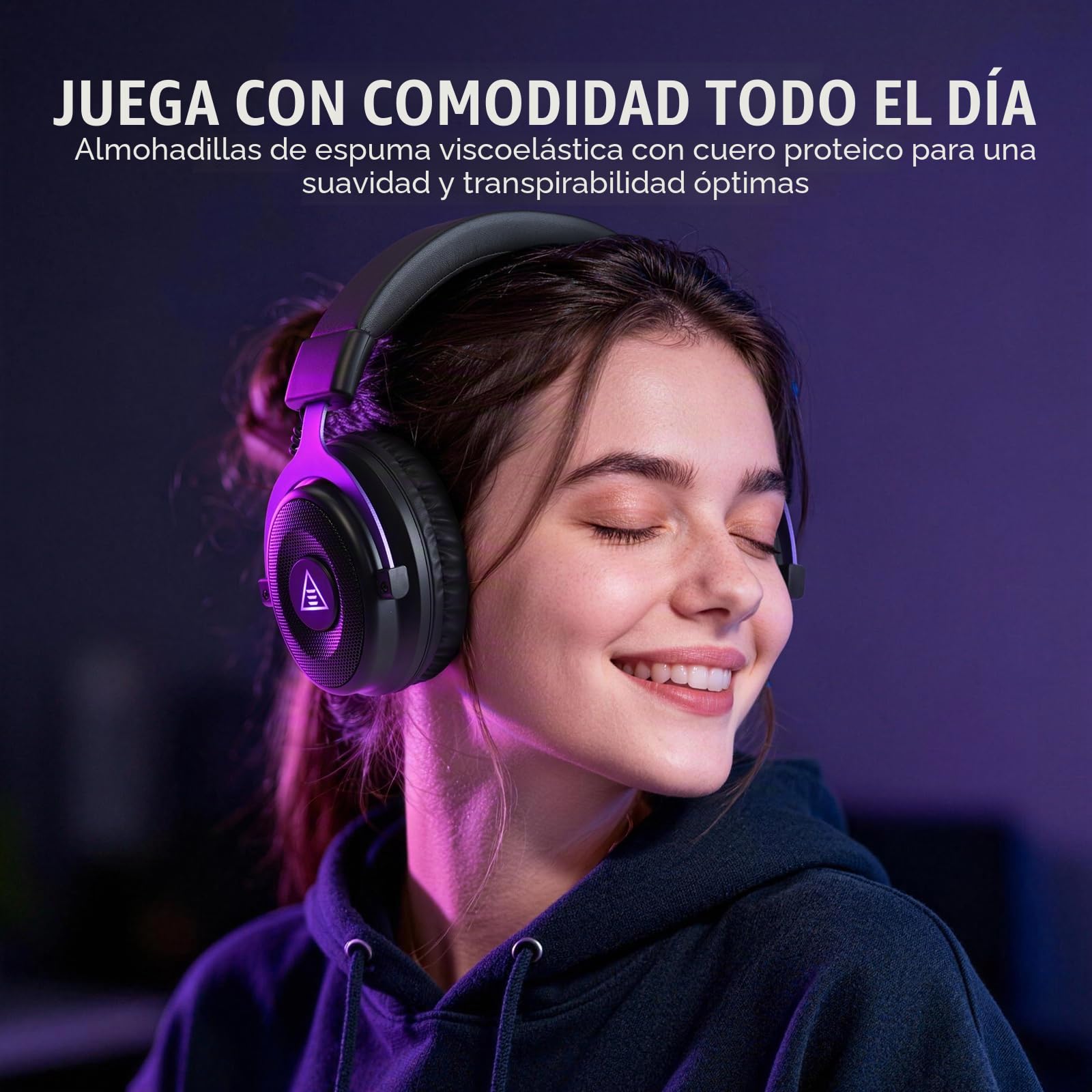 EKSA E900WT Cascos Gaming Inalámbricos para PC, PS5, PS4, Switch, Mac - Auriculares Gaming Inalámbricos y Microfono Cancelación Ruido, Gaming Headset with 2.4GHz USB A & C,80H Batería, 3D Sonido