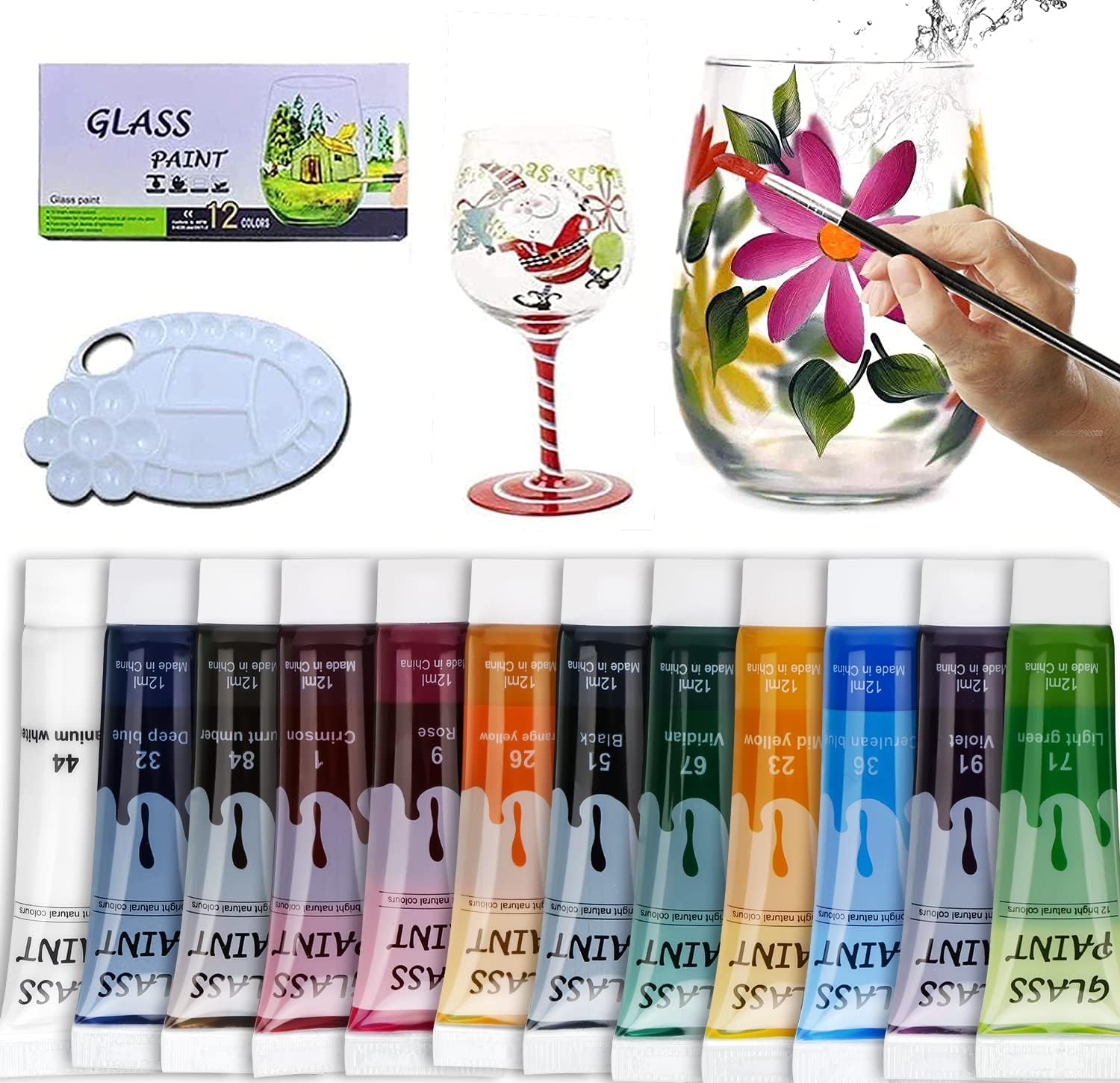 Buy Glass Paint Set 12 Colors, NonToxic Acrylic Stain Glass Paint with