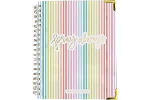 Mary Square Pray Always Pastel Stripe 7 X 9 Paper Prayer Journal Notebook