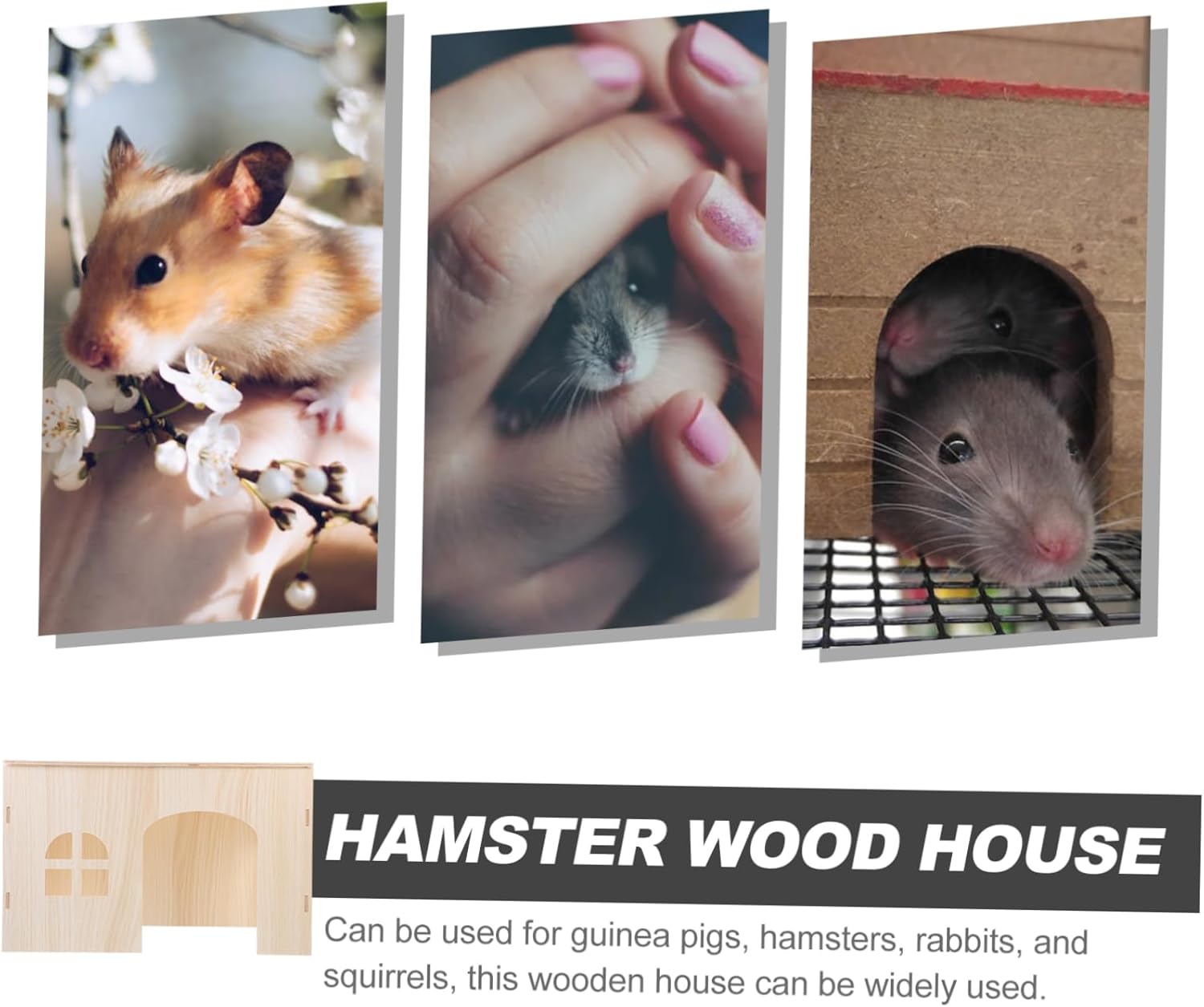 Wooden Squirrel Nest Toys for Small Animals Guinea Pig Hideout Hamster Toys Chinchilla Hideaway Multi-Functional Hamster House