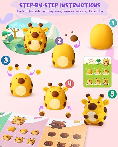 Miniatura 3 de Kit de arcilla seca al aire para 12 animales, arcilla para modelar, 12 cajas para niños con herramientas de escultura y tutoriales, modelo mágico