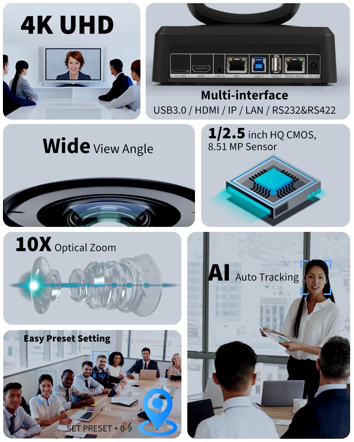Amazon.co.jp: Chameye 4K Webカメラ 10倍光学ズーム AI自動追尾 1/2.5 
