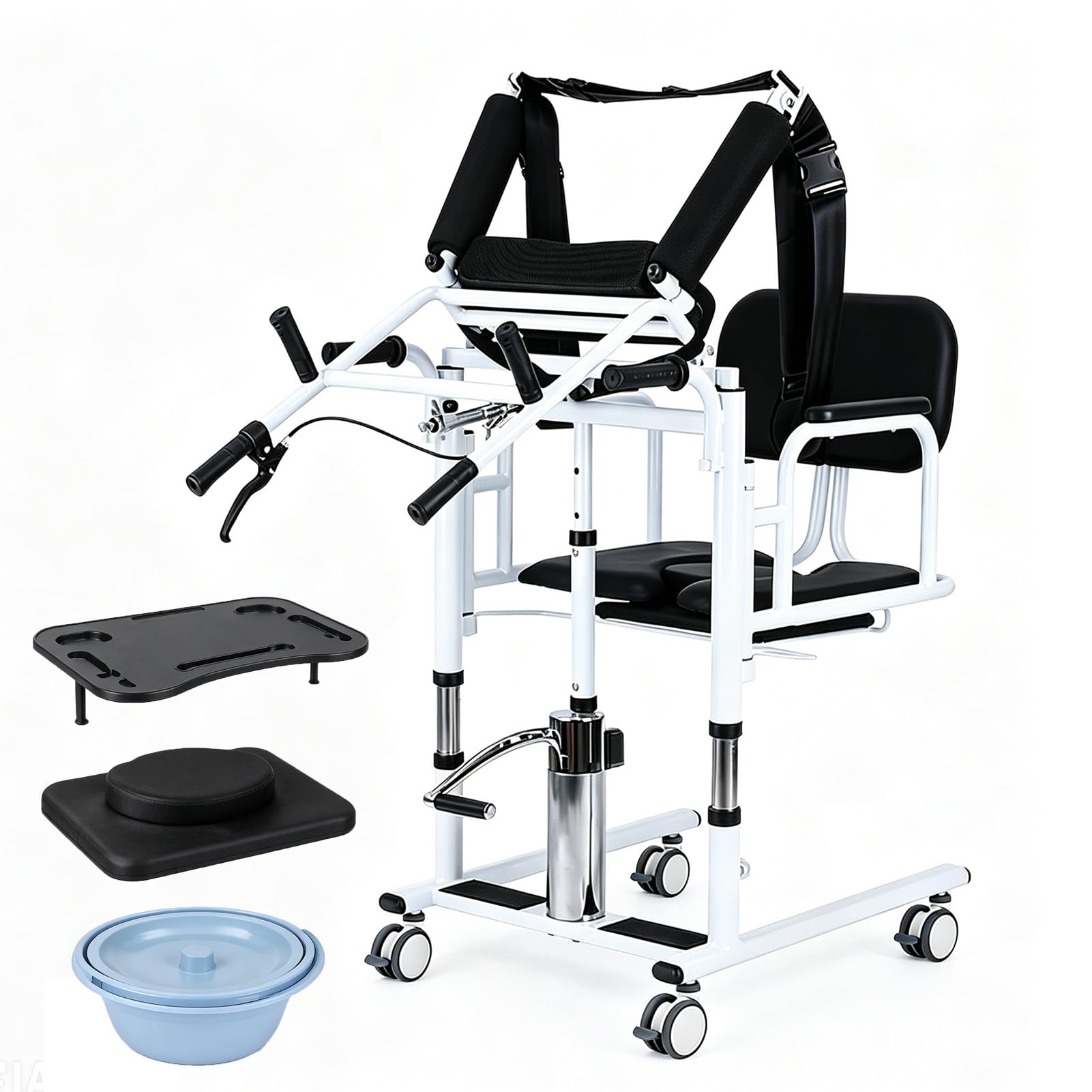 SULQING Elderly Patient Lift Transfer Chair, Hydraulic Patient Lift Transfer Chair for Home, Adjustable Lifting Height 41–65 cm, 440lbs, 180° Split Seat – No More Heavy Lifting for Carers