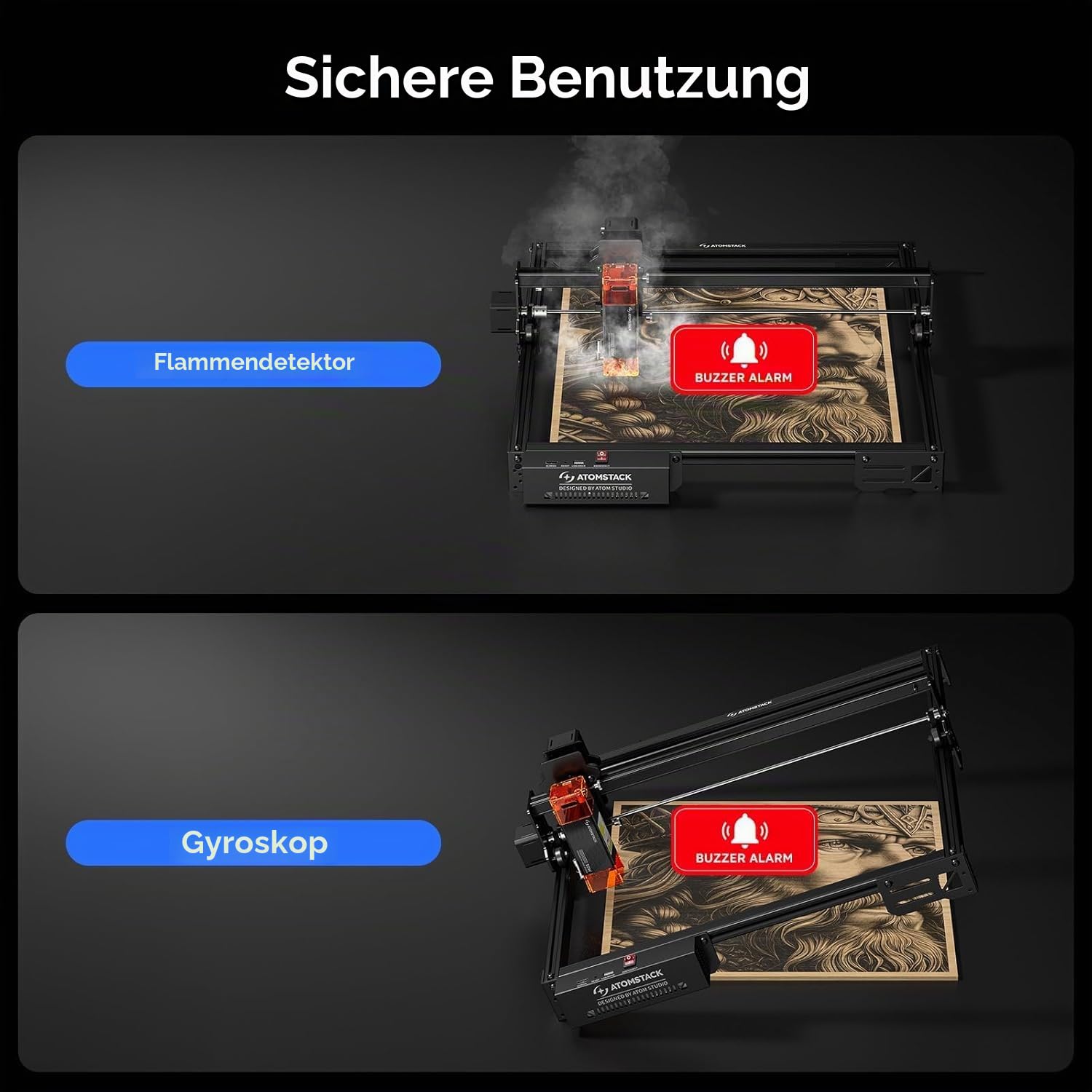 ATOMSTACK 10W Lasergravierer, A10 PRO V2 Laser Cutter, 0.06mm Hochpräzisions-Laser Graviermaschine für Holz und Metall, dunkles Acryl, Glas, Leder
