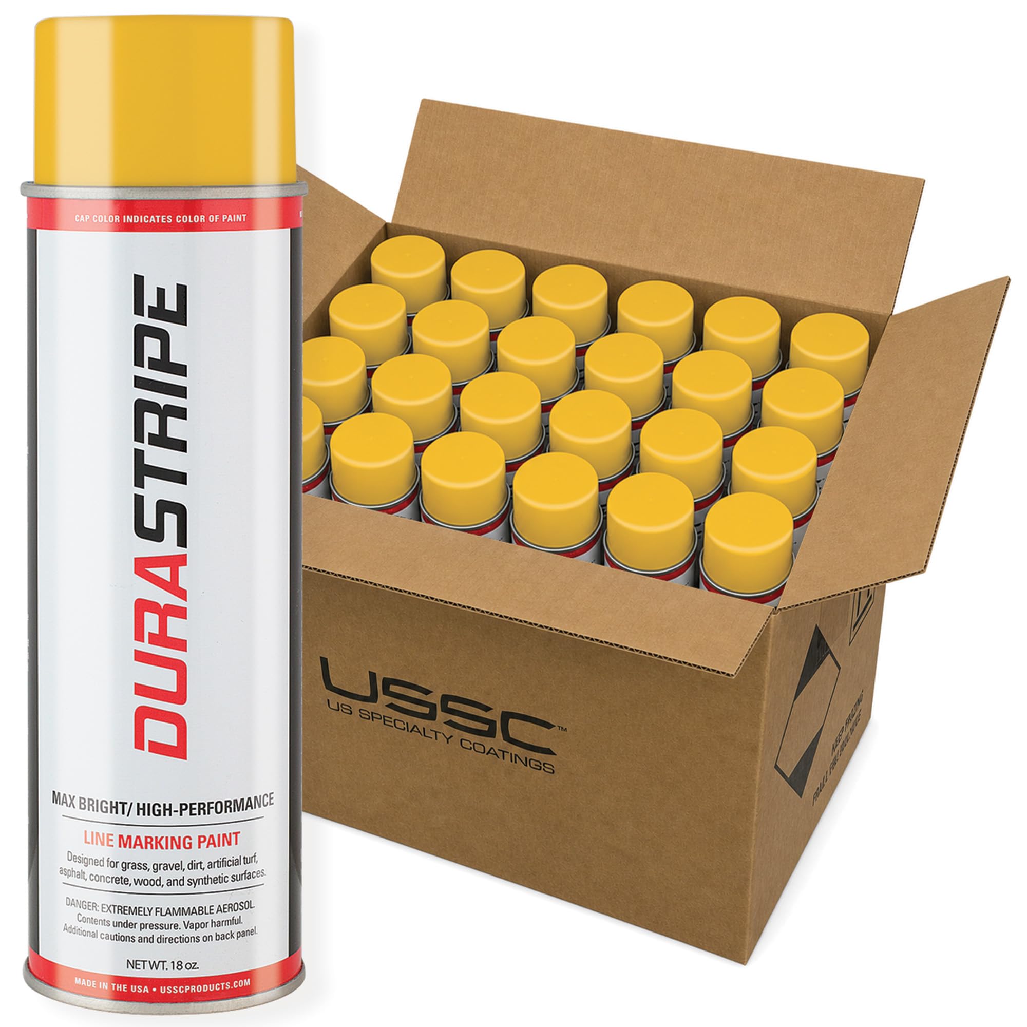 Athletic Field Marking Paint – 2 Cases of 12 T-Tip Spray Cans (24 Total), 18 oz Each – Bright, Durable Field Striping Paint (Yellow)