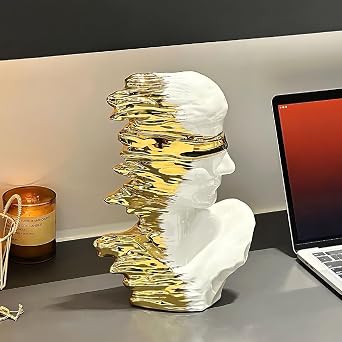 Creative Abstract Sculpture, Ceramic Art Human Character Statue, Modern Minimalist Portrait Decoration, for Office, Home, Bookshelf, Desktop, Cabinet, Entrance