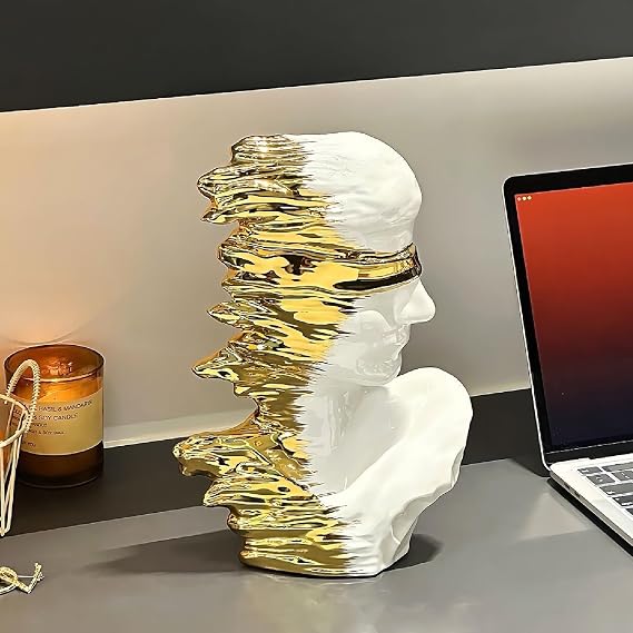 Creative Abstract Sculpture, Ceramic Art Human Character Statue, Modern Minimalist Portrait Decoration, for Office, Home, Bookshelf, Desktop, Cabinet, Entrance