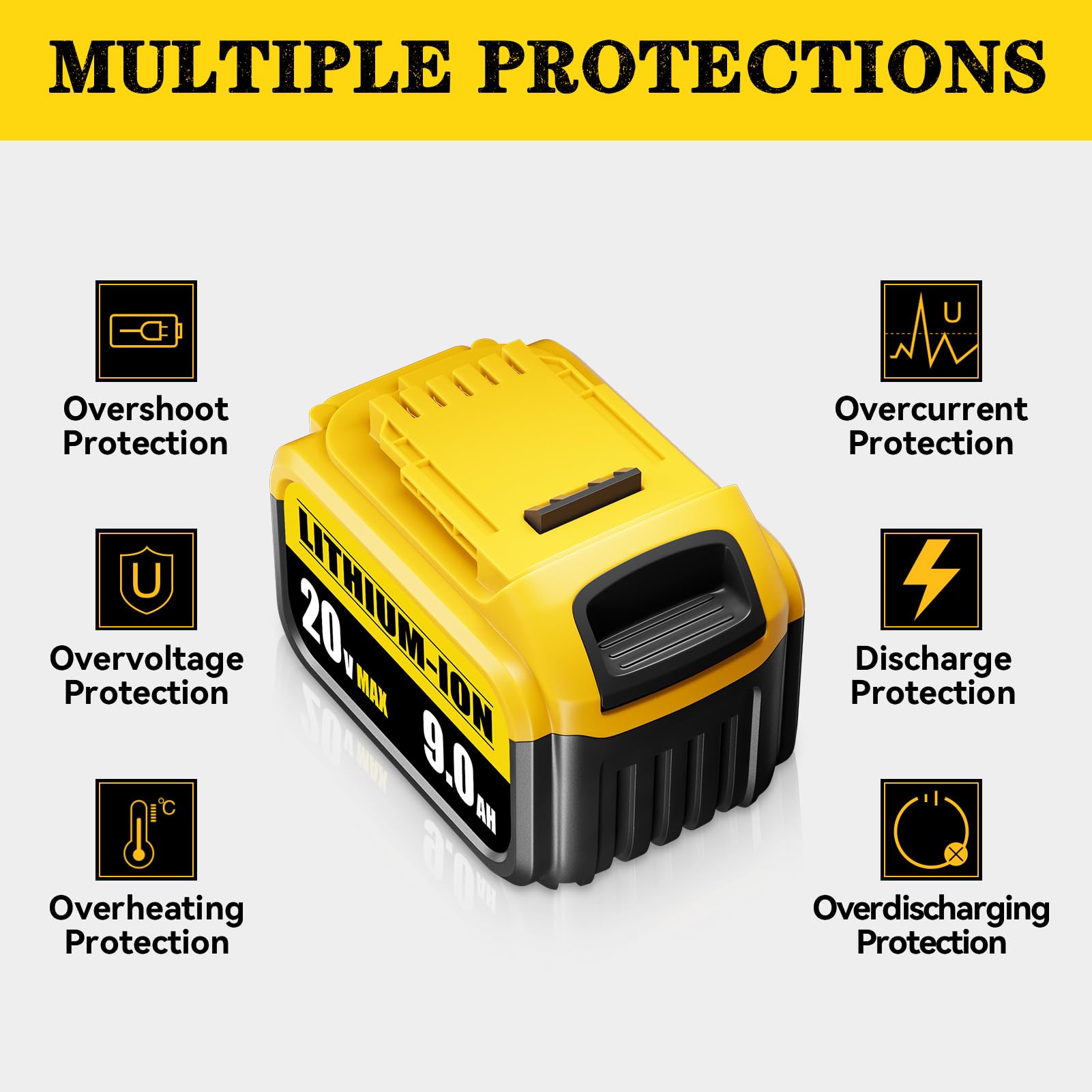 6000mAh Replacement For Dewalt 20V Max Battery DCB206 DCB206-2 DCB203 - View #5