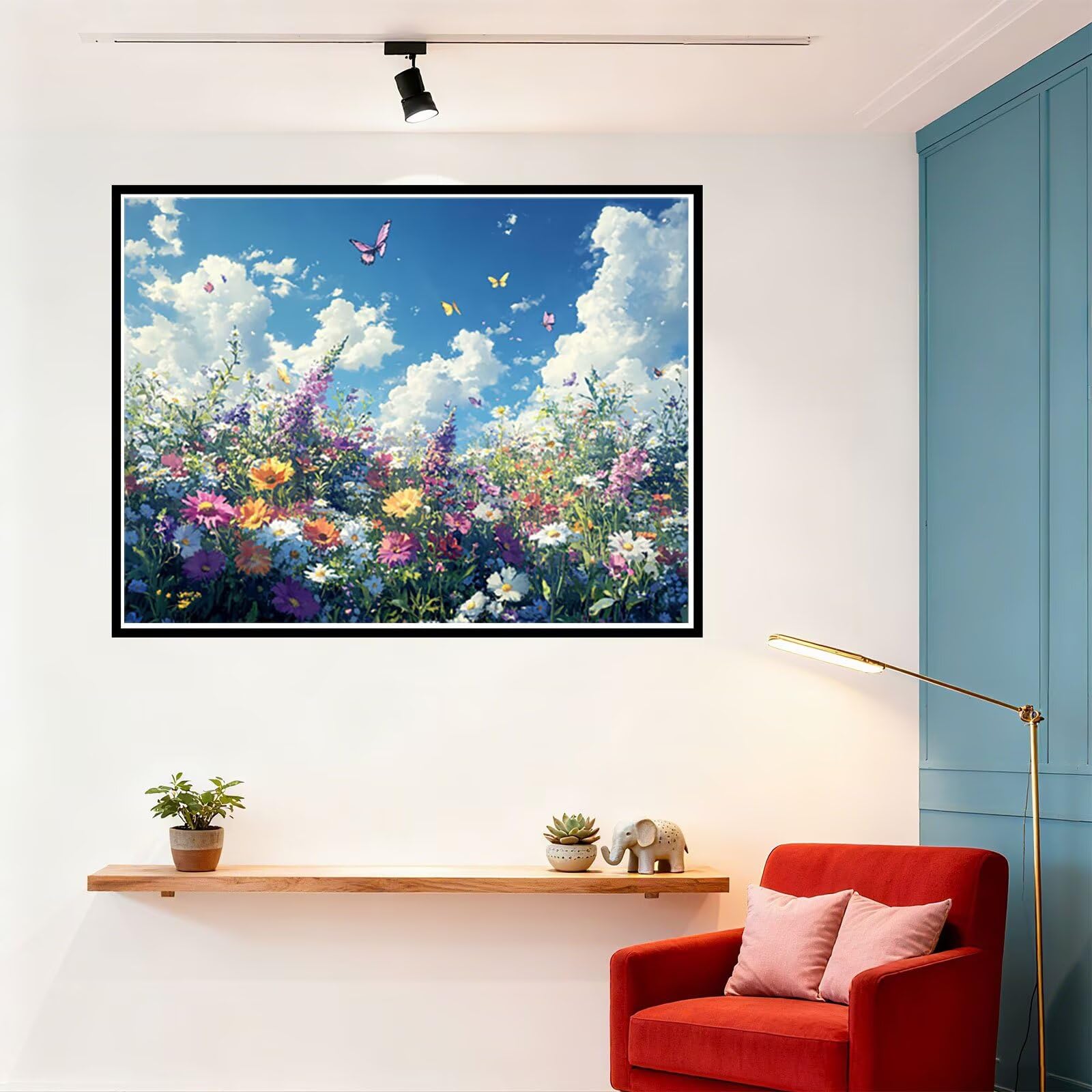 Peinture Numero Adulte Fleur Coloriage par Numero Adulte Papillon DIY Paint by Numbers, avec Pinceaux Peinture Loisir Creatif Enfant Numéro D'art Cadeau Femme, Pour Decoration Maison 60x80cm H - 935