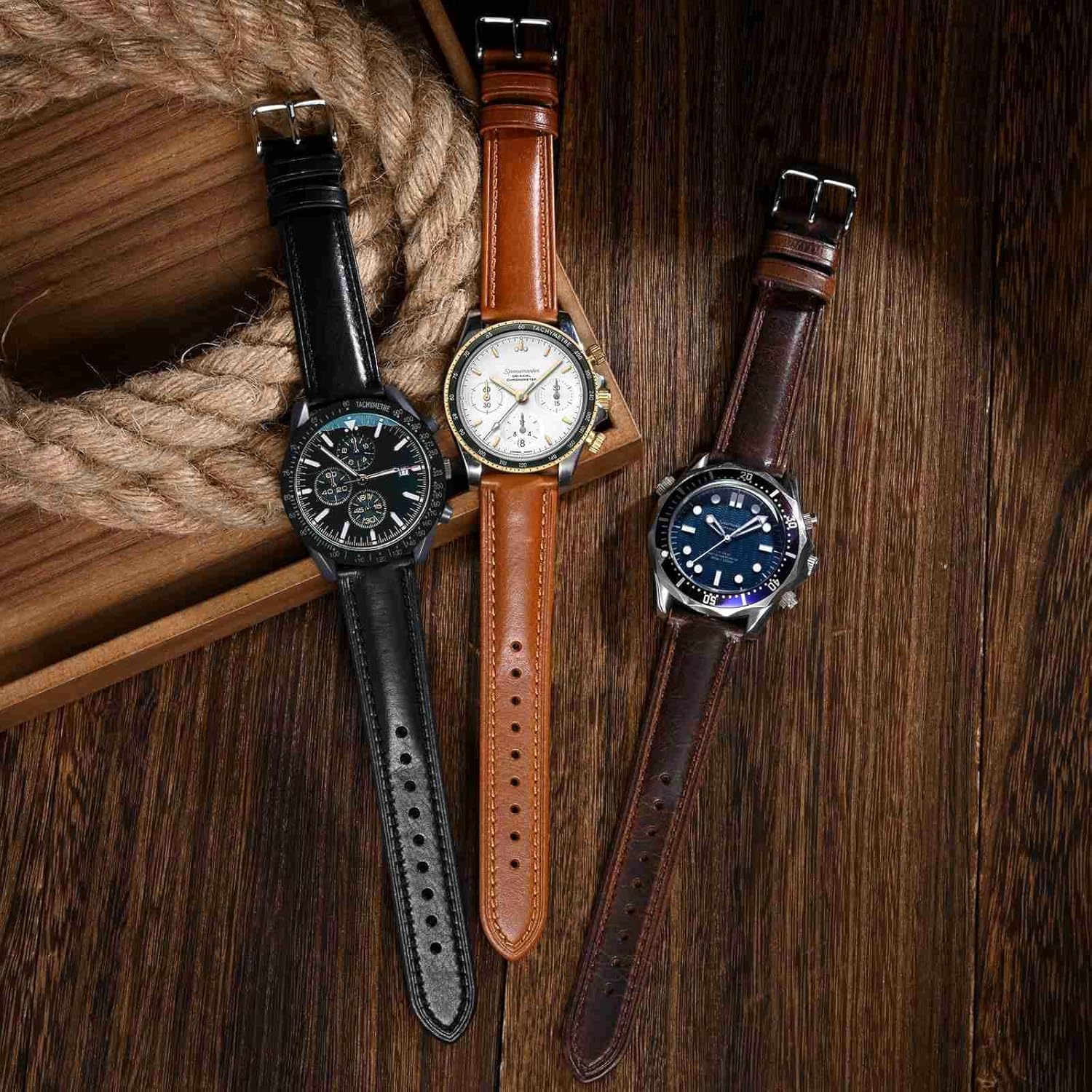 BISONSTRAP Retro Leather Watch Straps for Men, Oil Waxed Calfskin Replacement Band, Quick Release, Band Width 18mm 19mm 20mm 22mm - Image 7