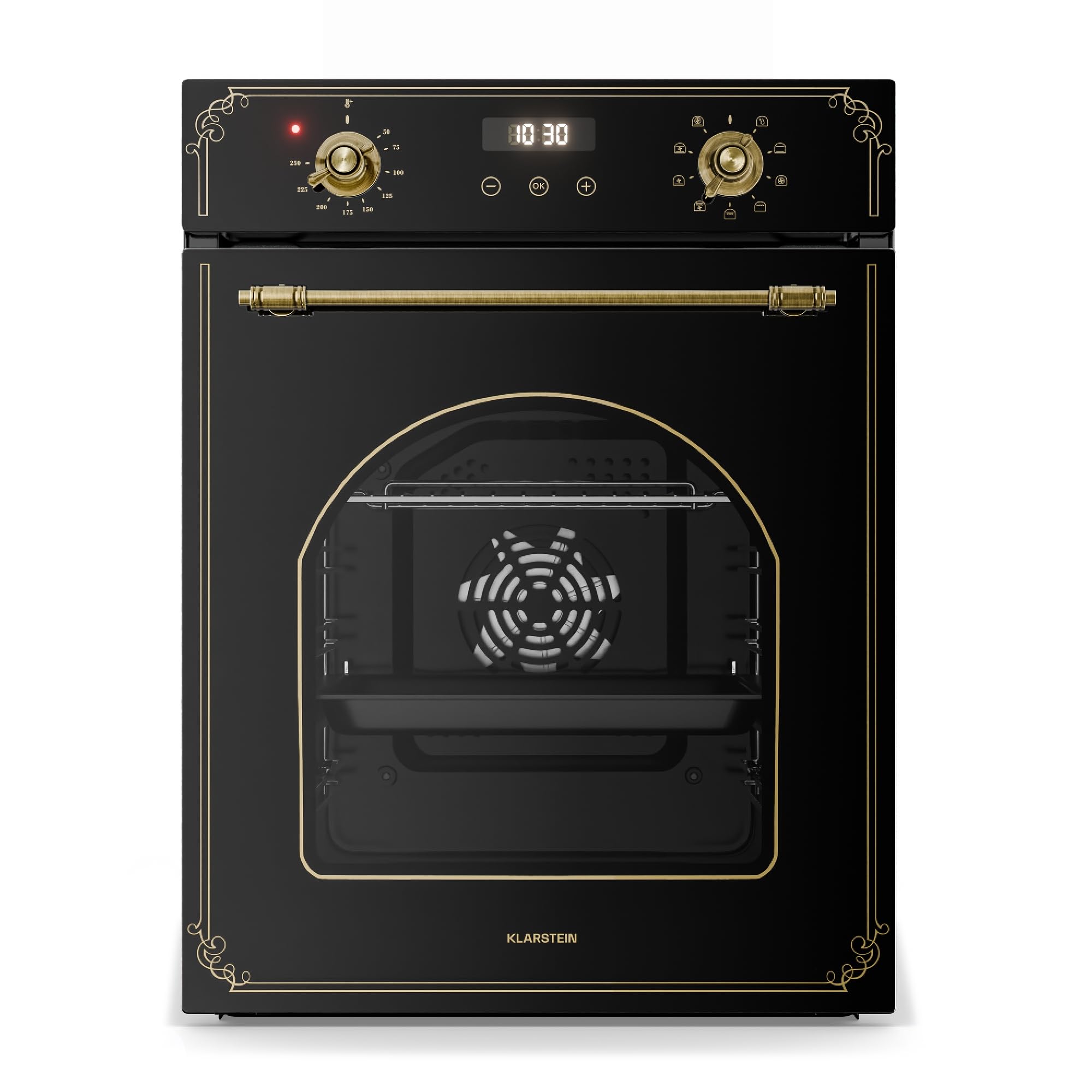 Klarstein Elizabeth Slim - Forno da Incasso, 49L, 9 Funzioni, Pulizia a Vapore, Timer Digitale, Forno Elettrico Ventilato, Sportello Rimovibile, Classe Energetica A, Design Nero, 45cm