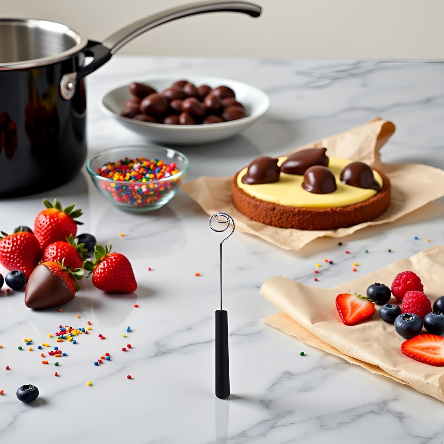 Stainless Steel Chocolate Dipping Fork, Candy and Fondue Baking Tools, Kitchen Gadgets for DIY Decorating and Dessert Making - 3