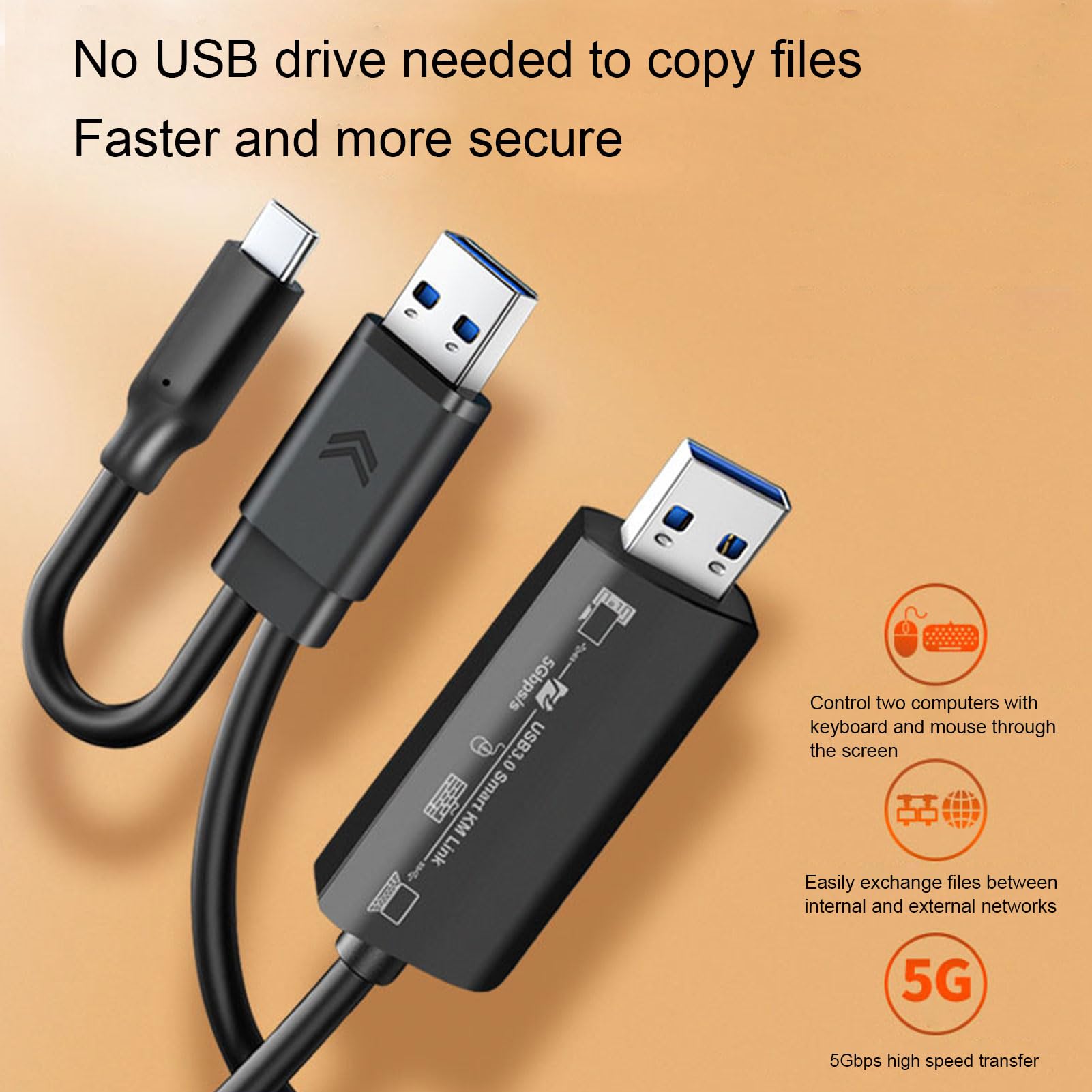 Fabater Cable de Datos USB 3.0 de 5 Gbps de Alta Velocidad para Fácil Transferencia de Archivos para Portátiles y PC Compatible con y Mac 2 M