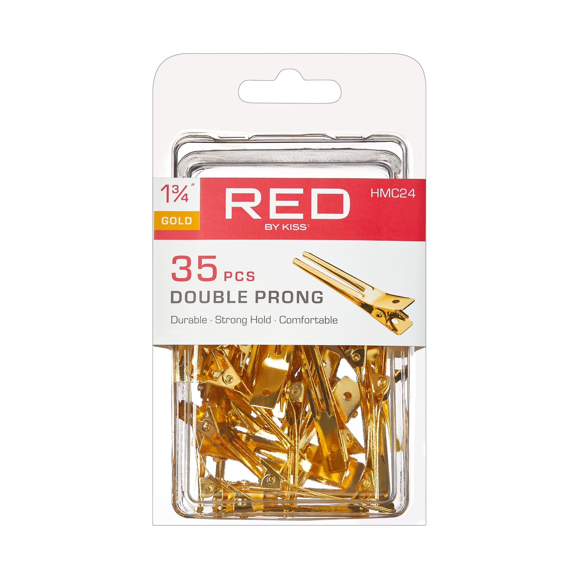 Red by Kiss Gold Metal Hair Clips, Durable Sturdy Hold for Long Lasting Styling & Curl Setting, Rust-Free Hair Pins for Thick & Thin Hair (70, Double