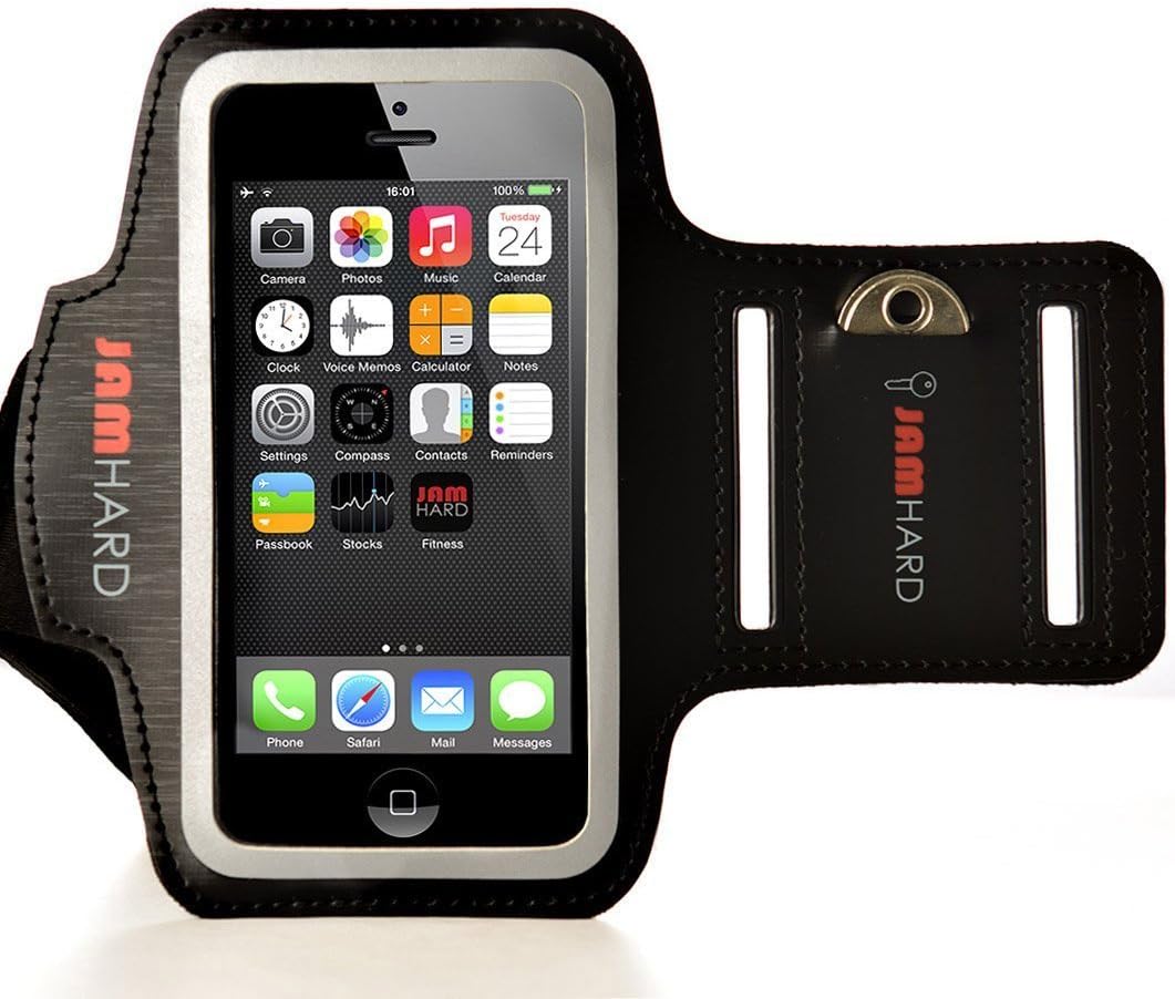 JAMhard Armband For iPhone 5 / 5S / 5C, iPod Touch 5 + Key Holder (Black) - High Quality Running, Workout & Sports Armband Case