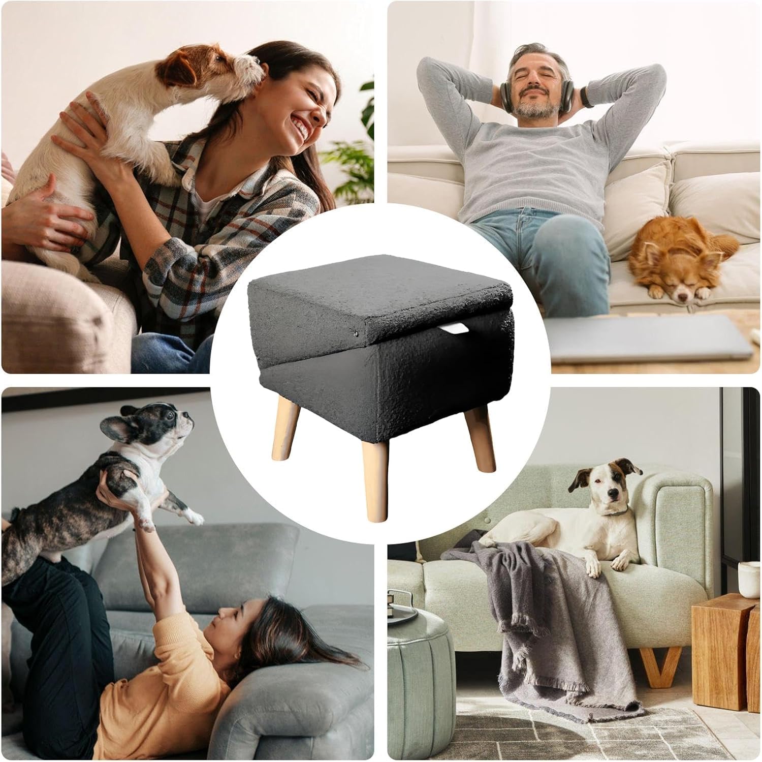 Pliable Rampe pour Chien Escalier Pliable Antidérapant Léger pour Lit Canapé Véhicule (Cendre, Taille Unique)