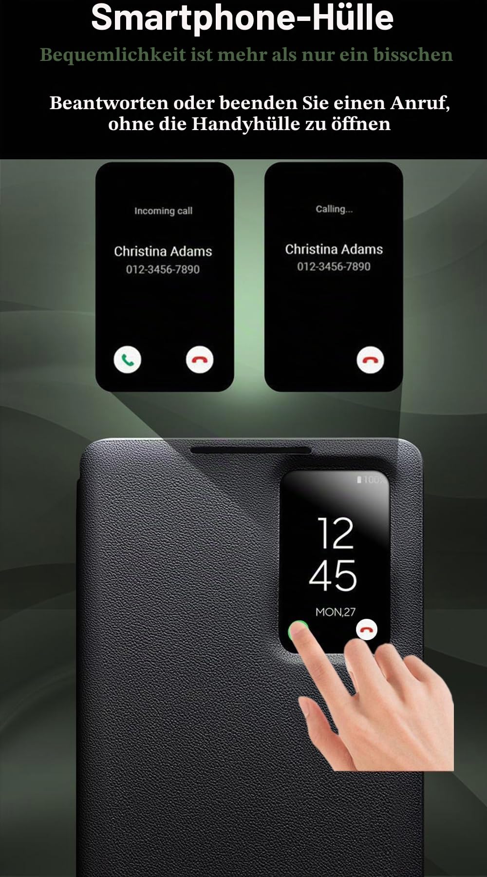 Smart View Leder Handyhülle für Samsung Galaxy S25 Ultra. Automatischer Schlaf/Wach, Smartphone-Hülle, Intelligente Echtleder Handy Case für Samsung S 25 Ultra