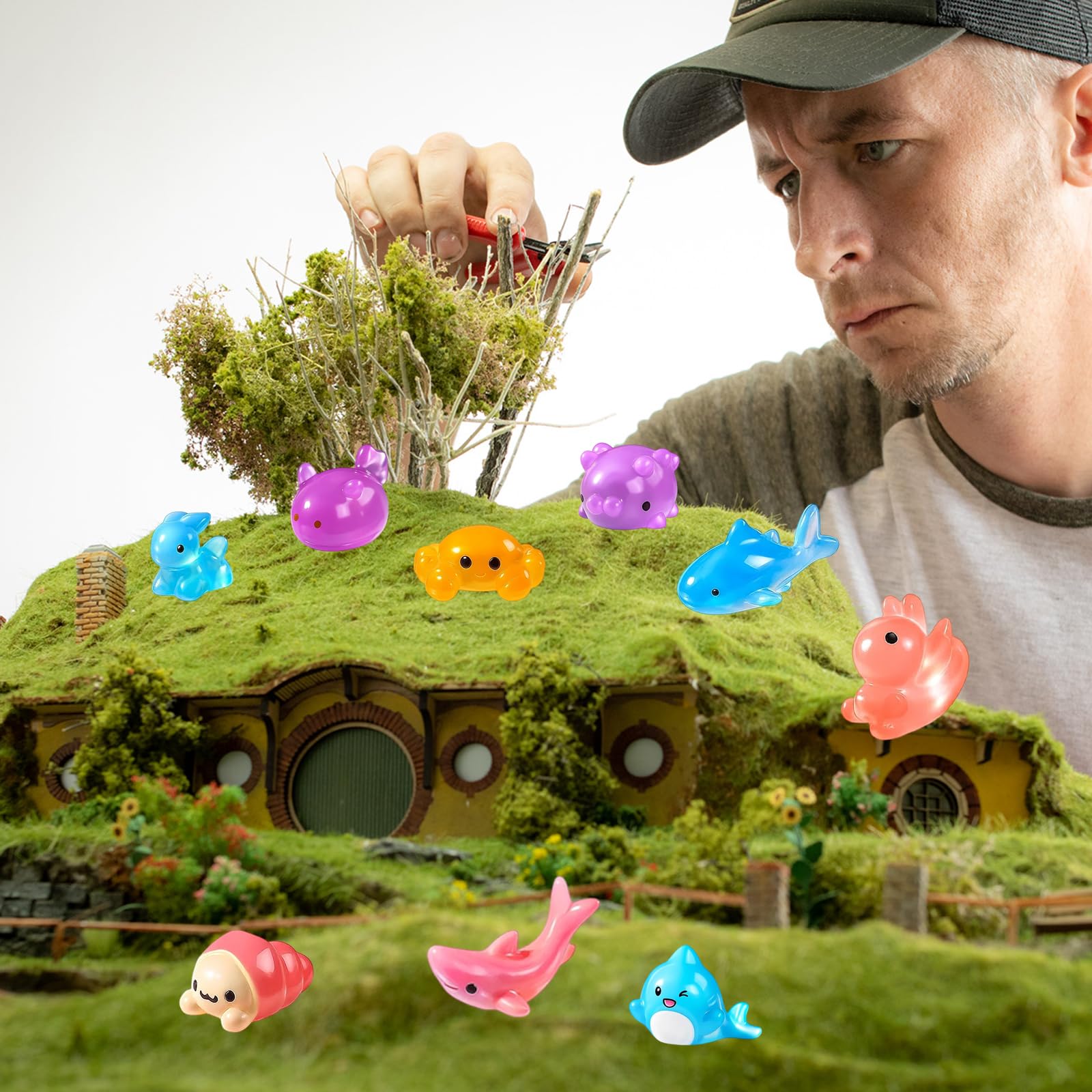 60 Mini Resin Animals, Glow in The Dark Tiny Sea Creatures for Aquarium Decor Fairy Garden Landscape - Image 4