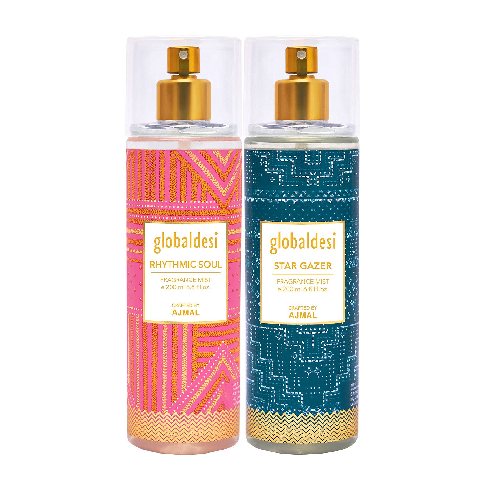 Global Desi Rhythmic Soul & Star Gazer Pack of 2 Body Mist 200ML each for Women Crafted by Ajmal