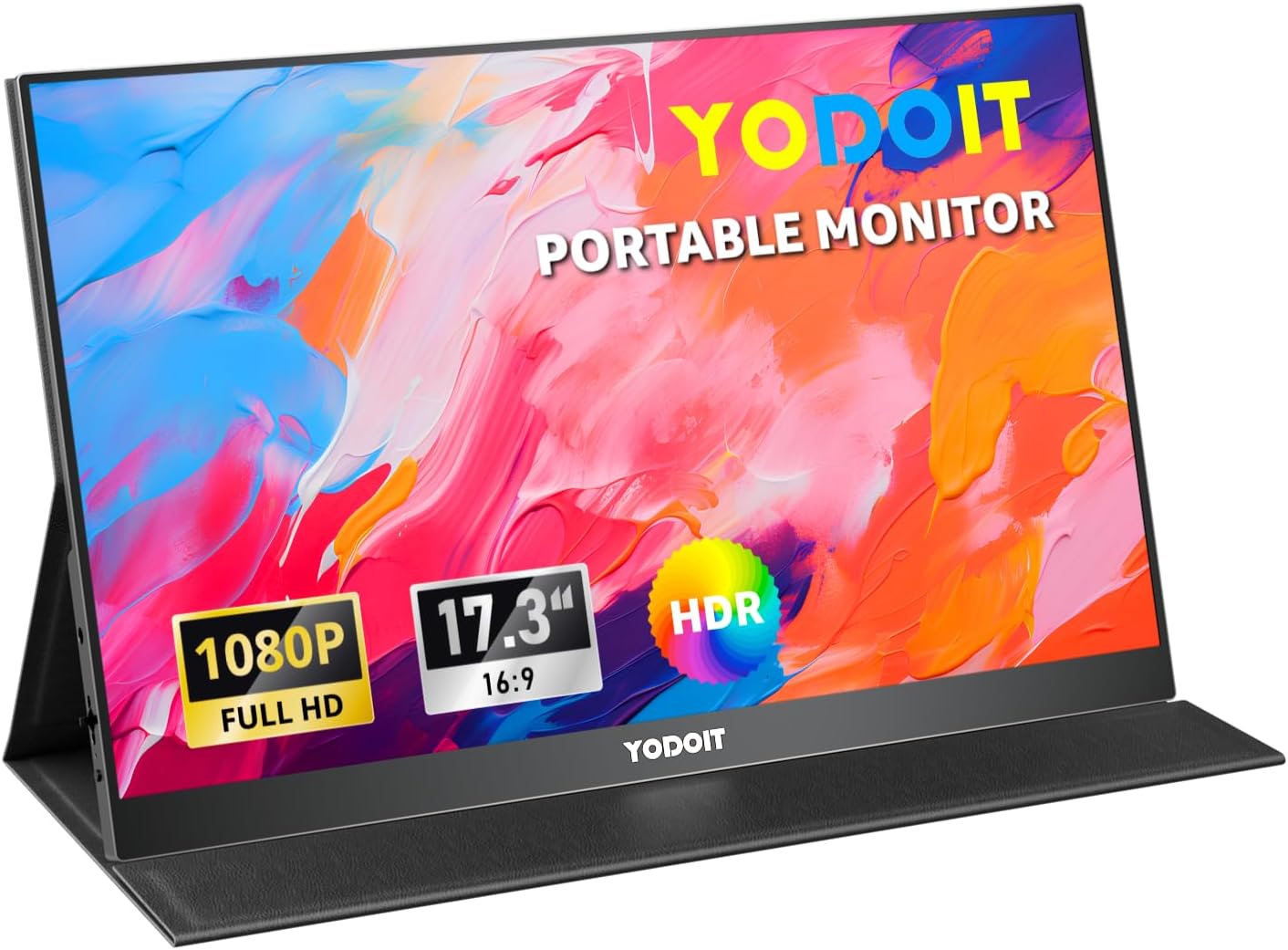 Yodoit Monitor portatile 17,3 pollici 100% sRGB 1920 × 1080 Schermo monitor FHD IPS Display con USB Tipo C Altoparlanti integrati Monitor per la cura degli occhi per PC, laptop, MacBook, Xbox, Switch