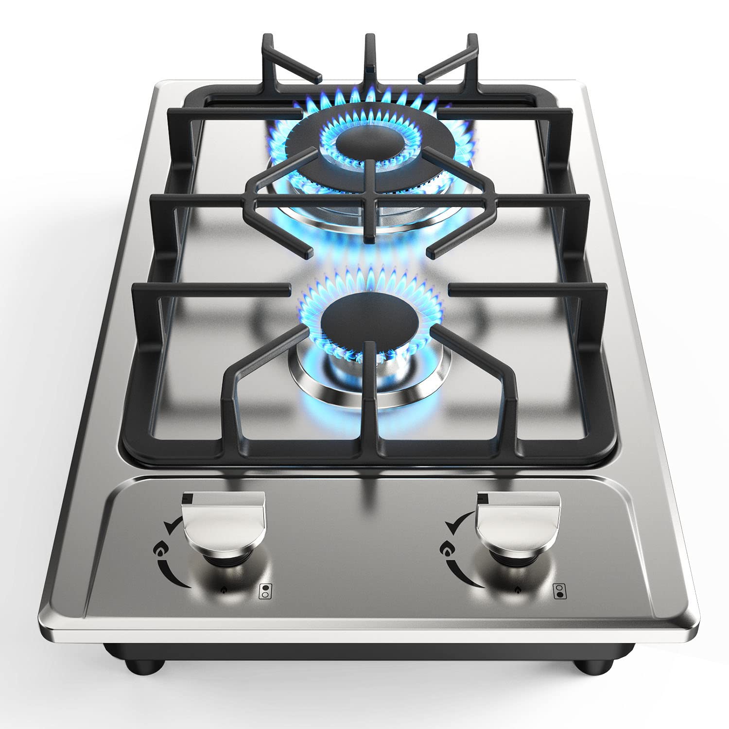 Gas Stove Gas Cooktop 2 Burners,12 Inches Portable Stainless Steel