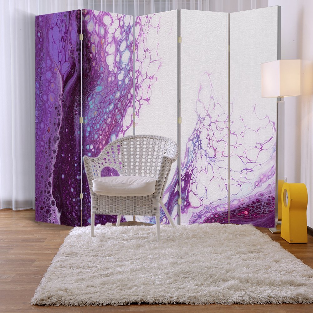 Paravent Reversible Séparateur Abstraction Violet 180x150 cm