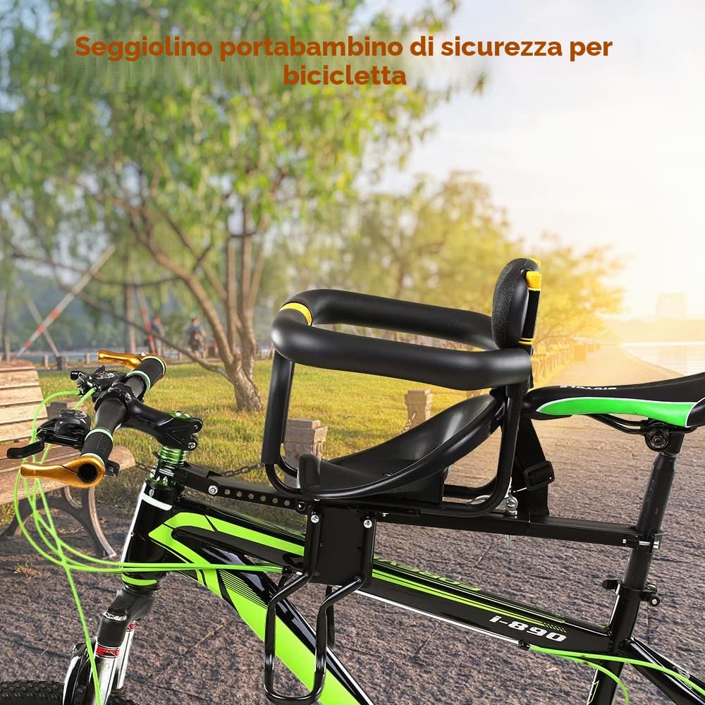 Lixada - Seggiolino di sicurezza per bambini, per bici da strada e mountain bike, con pedali e schienale
