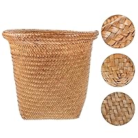 Vista 8 de NUOBESTY Bote de basura de mimbre, cesta de basura de ratán, macetas de jacinto, cesta de almacenamiento tejida para oficina en casa