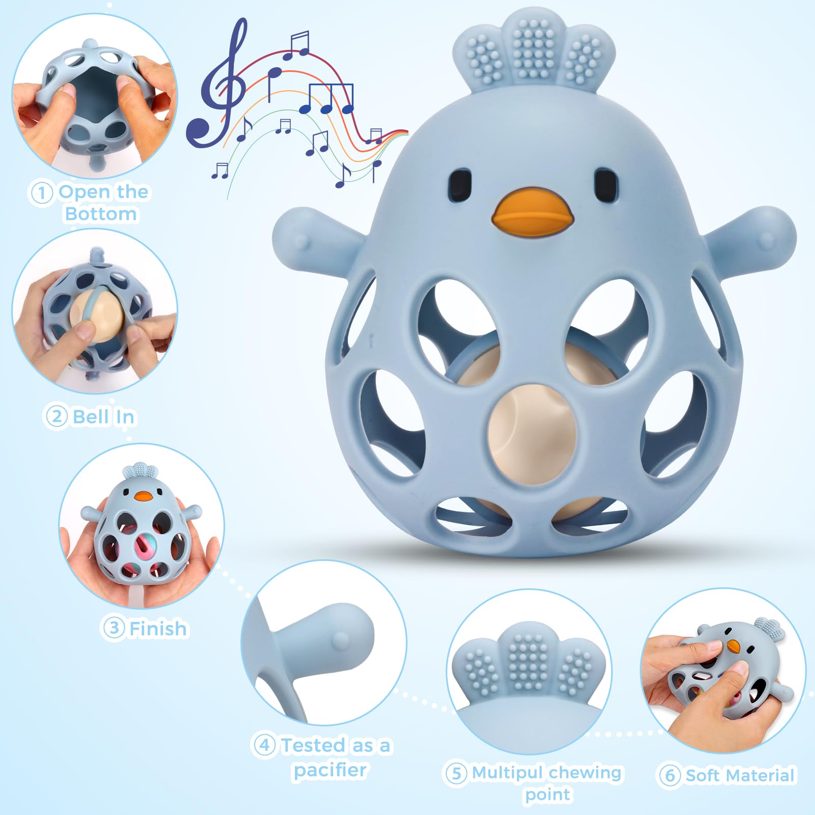 Venditer Baby Teething Rattle Toy Grasping Ball with Rattle - Image 2