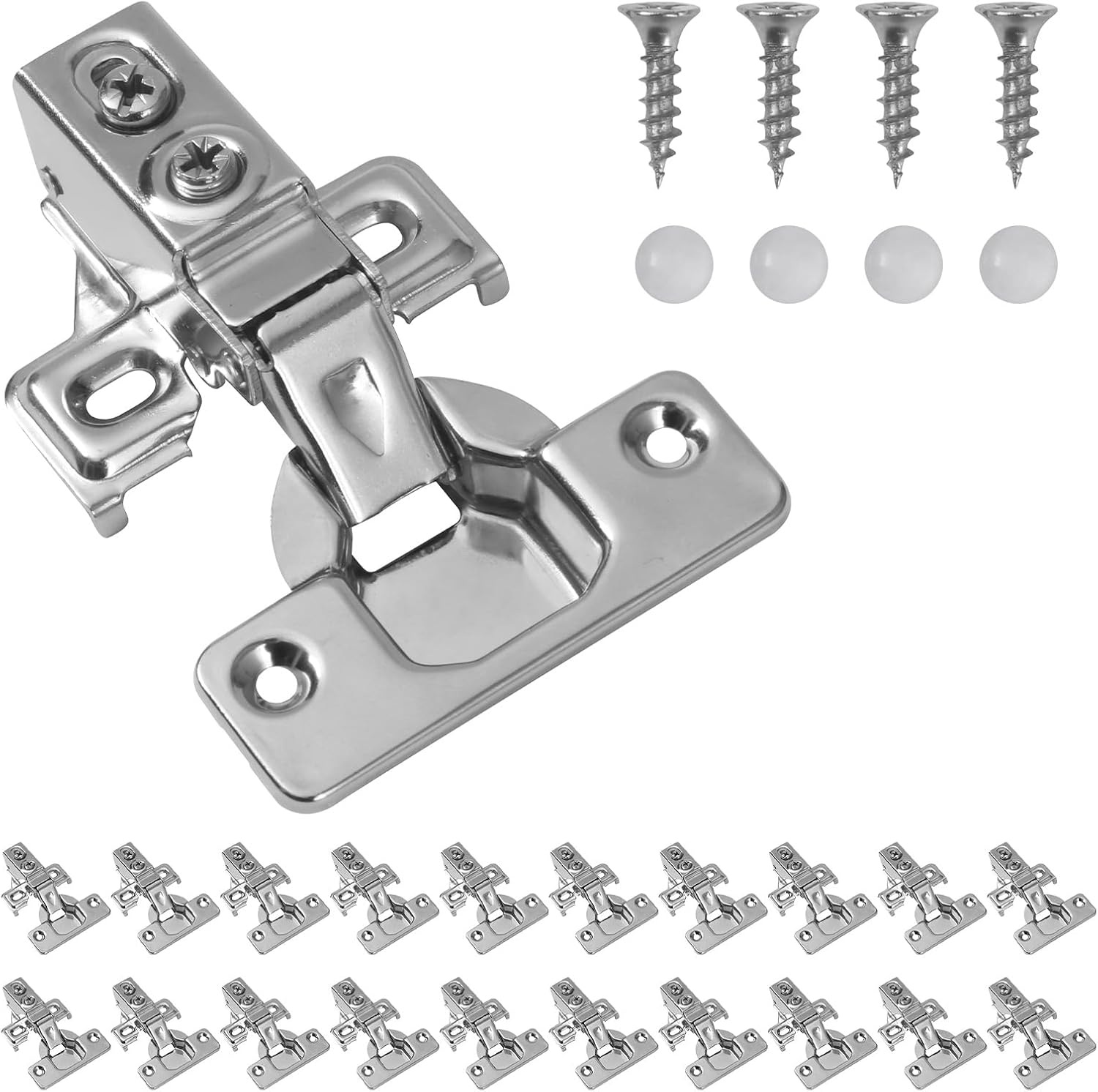 50 Pack Soft Close Cabinet Hinges for 1/2 Inch Overlay Cabinet, 105 Degree Opening Angle, Adjustable Cabinet Door Hinges Stainless Steel Concealed Kitchen Cabinet Hinges for Face Frame Cabinet