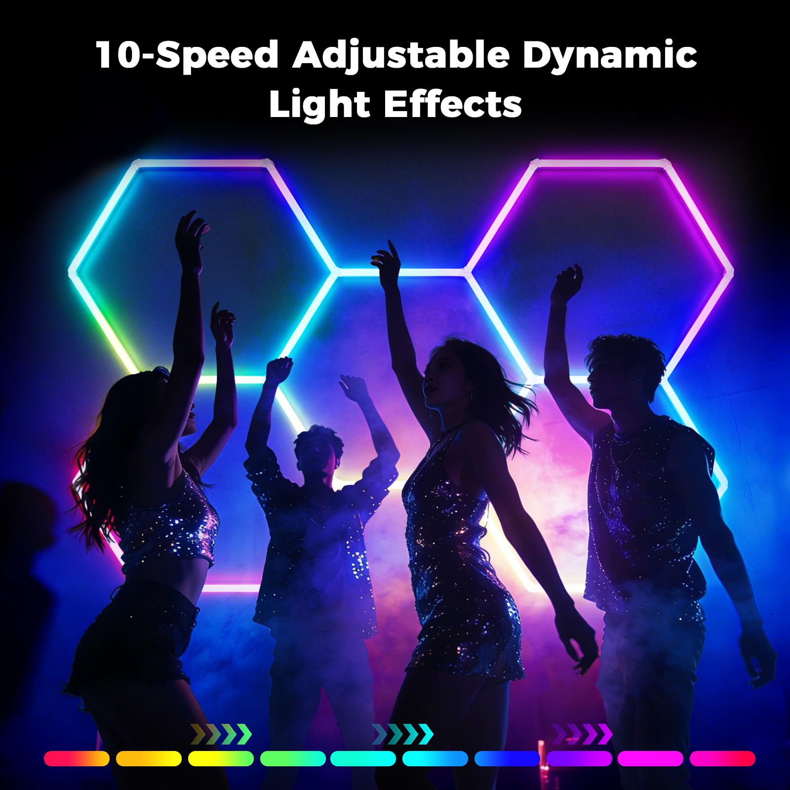 RGB LED Hexagon Deckenleuchte 5 Hex 216W dimmbare Garagenlampe | Musik-Synchronisationsmodus, App- & Fernbedienung Farbwechsel Wabenleuchte für Gaming-Zimmer Fitnessstudio Garage Bars Partei