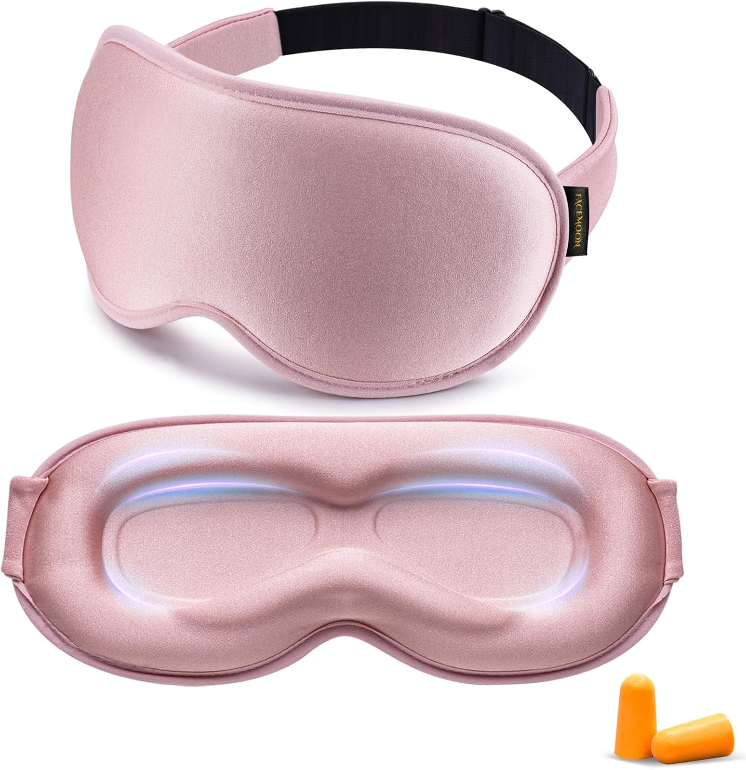 FACEMOON 3D Contoured Weighted Sleep Mask – Blackout Eye Mask for Sleeping (Light Pink)