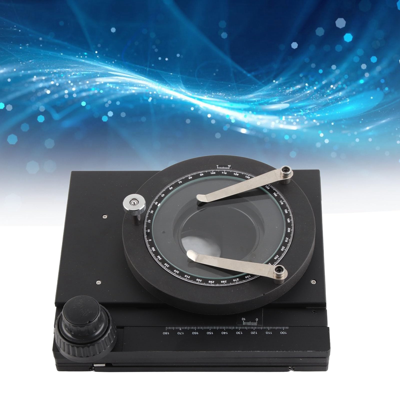 Aramox Platforma Mikroskopowa XY Stolik Roboczy Mikroskopu ze Stopu 60 X 55 Mm Skok Obiektywu 95 Mm Precyzyjne Sterowanie Pokrętłem Dwuosiowym do Mikroskopów Stereoskopowych i Optycznych