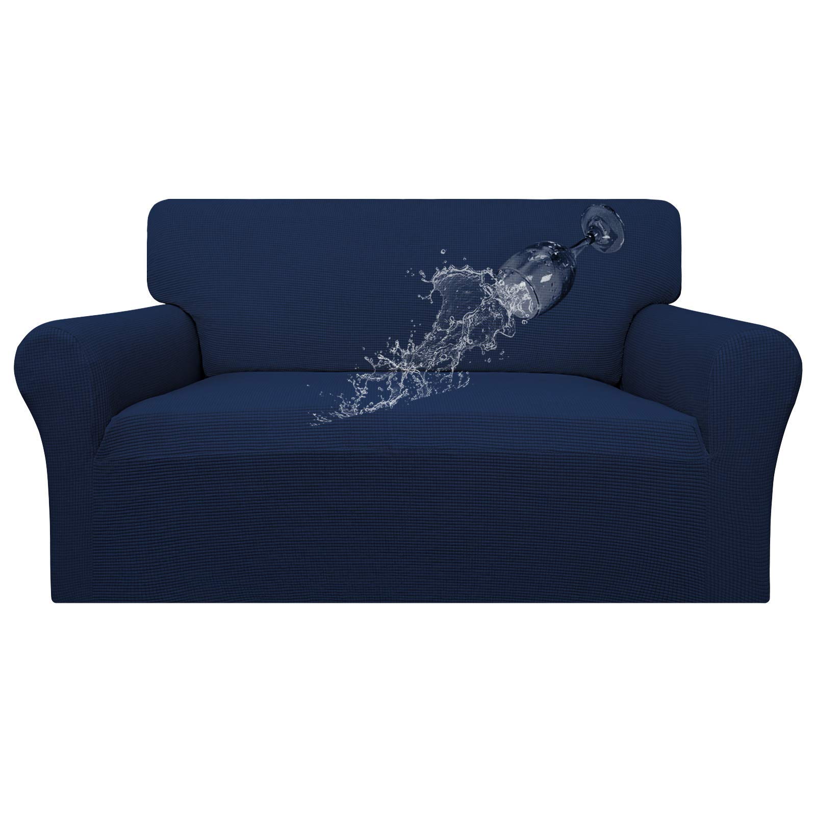 Easy-Going 100% Waterproof Loveseat Couch Cover, Dual Waterproof Sofa Cover, Stretch Jacquard Sofa Slipcover, Leakproof Furniture Protector for Kids, Pets, Dog and Cat (Loveseat, Navy)