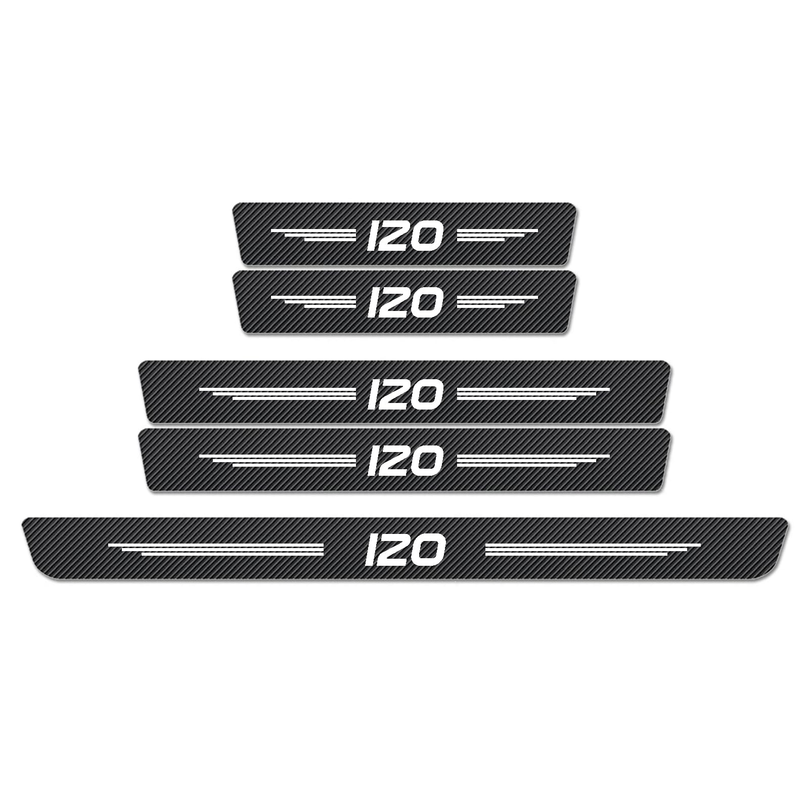 WXH97F Car Door Sill Protector for Hyundai i20 2000-2016, 5Pcs Carbon Fiber Texture Scuff Plate Guard, Anti-Scratch Kick Plate Entry Cover, Waterproof Wear-Resistant Trim