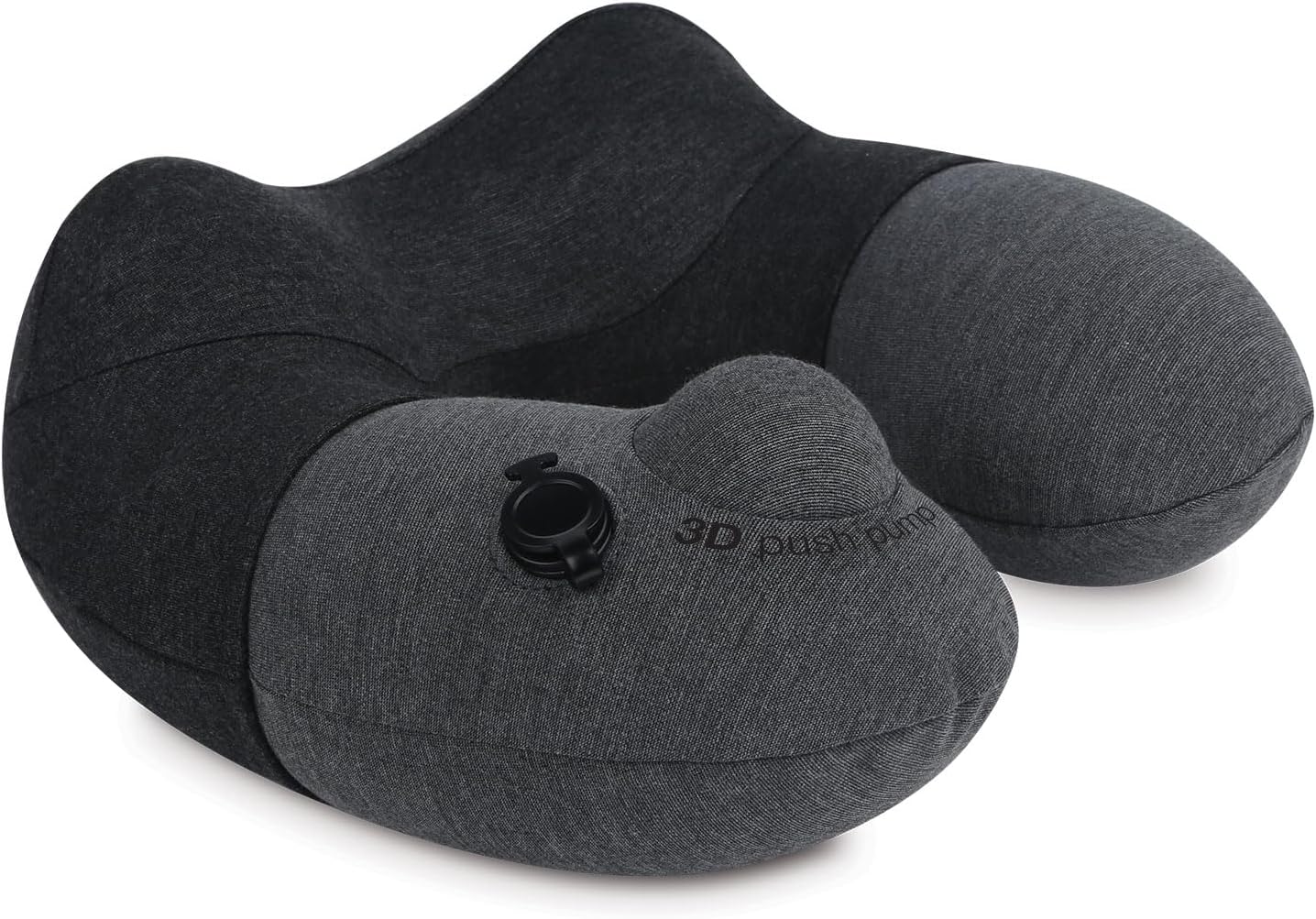 Travelmall Switzerland Award-Winning Inflatable Neck Pillow with 3D Patented Pump – Grey Edition for Airplane, Train, and Car Travel