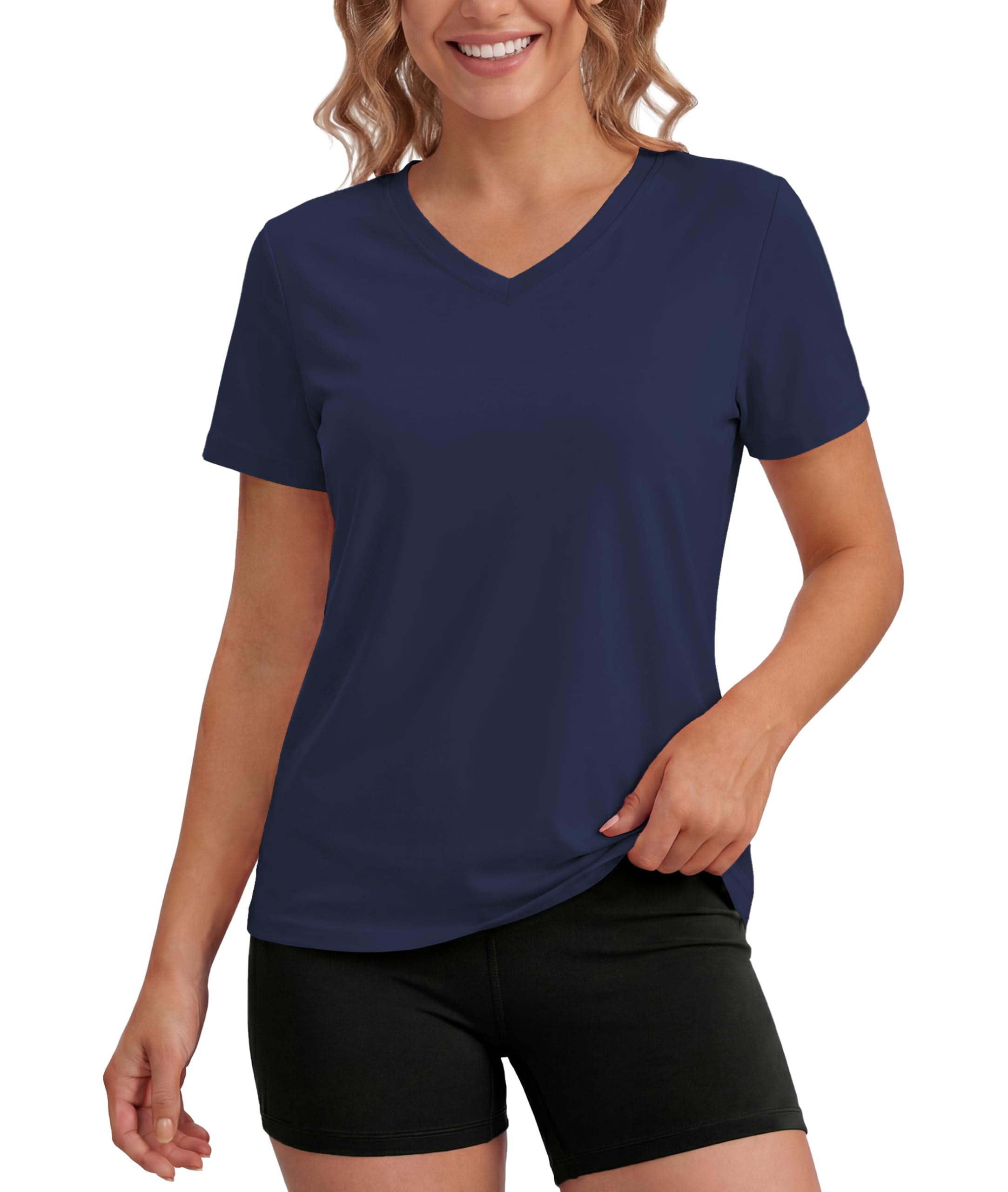 MAGCOMSEN T Shirt Damen Sportshirt Kurzarm UV Tshirt V Ausschnitt Rash Guard UV-Schutz UPF 50+ Fitness Activewear Tops