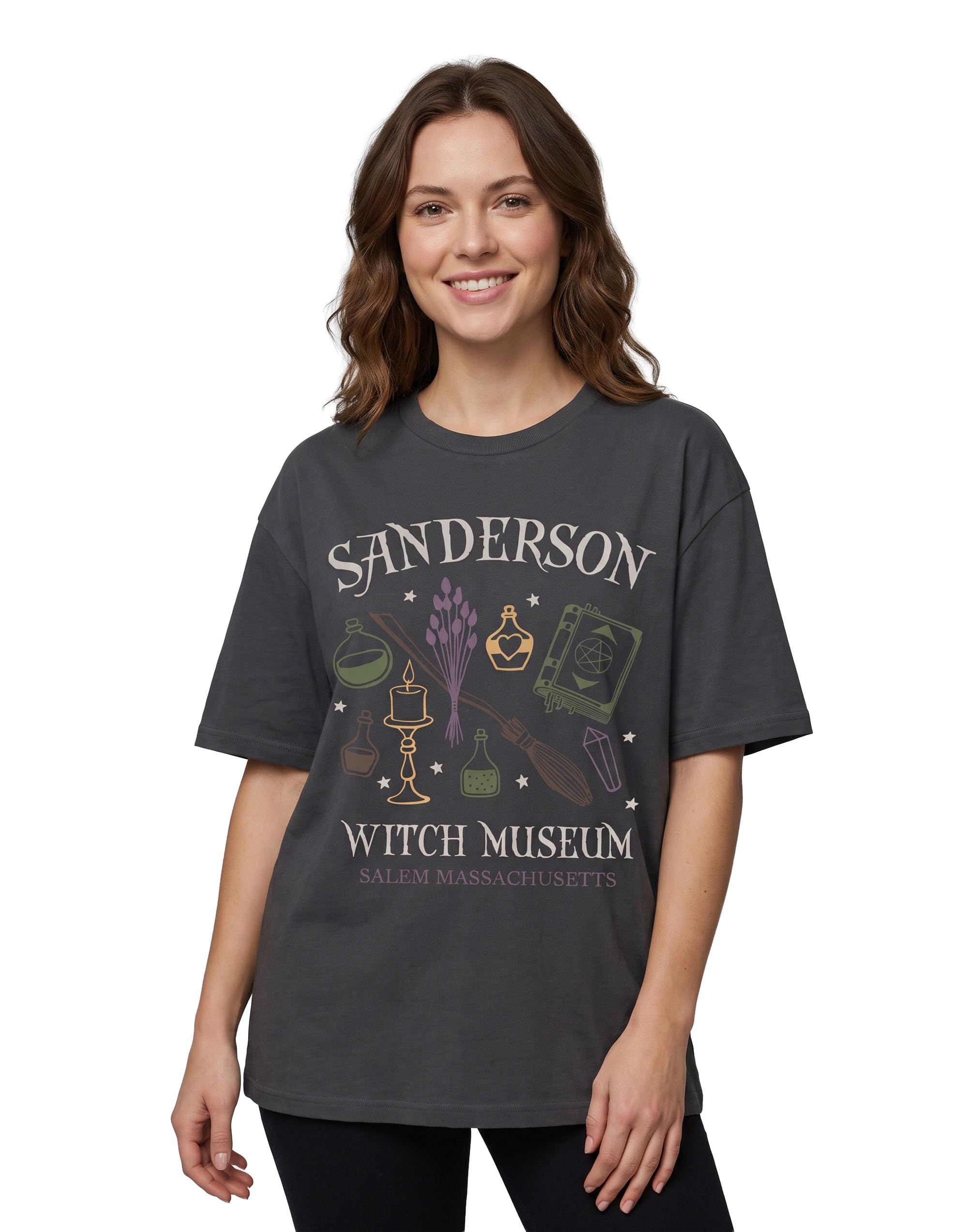 Vanilla Underground Women's Grey Show Me The Merch Sanderson Witch Museum Short Sleeved T-Shirt - XXX-Large