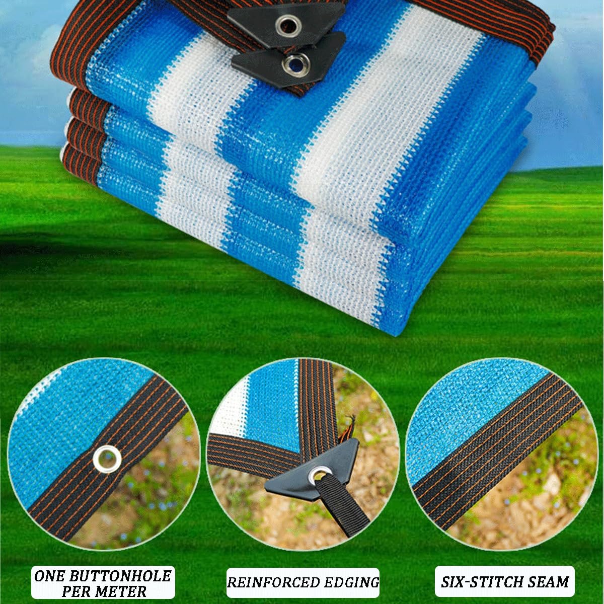 Filet d'ombrage agricole à haute ombrage – Maille rafraîchissante avec œillets métalliques pour protection des cultures et solutions de blocage du soleil – 2 x 17 m