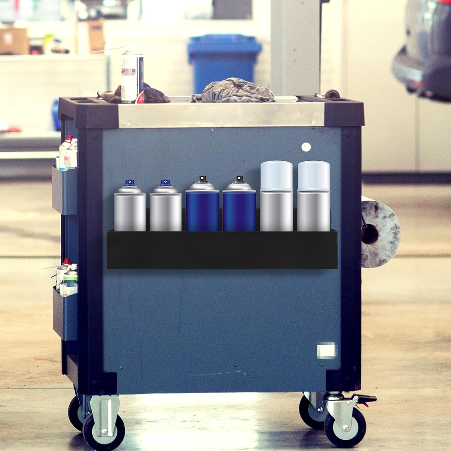 Gisafai 2 Pcs Magnetic Aerosol Spray Can Holder Heavy Duty Magnet Toolbox Bottle Holder Easy Install Spray Can Organizer Wall Mounted Bottle Rack for Garage(16.54 x 3.15 x 4.33 Inch,Black)