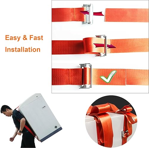 Miniatura 7 de Correas de hombro para muebles, correa de elevación y movimiento de hombro para una sola persona con correas de mango ajustables para arnés en