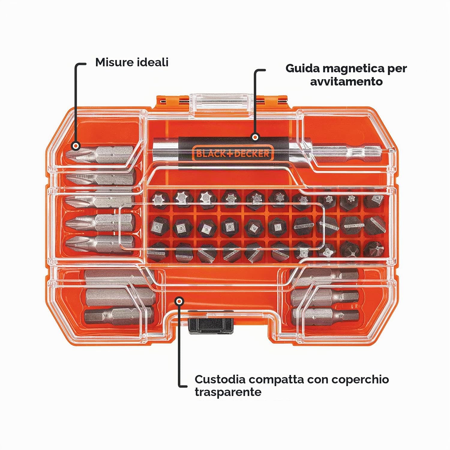 BLACK+DECKER BDA42SD - Set di punte per cacciavite standard, 42 pezzi