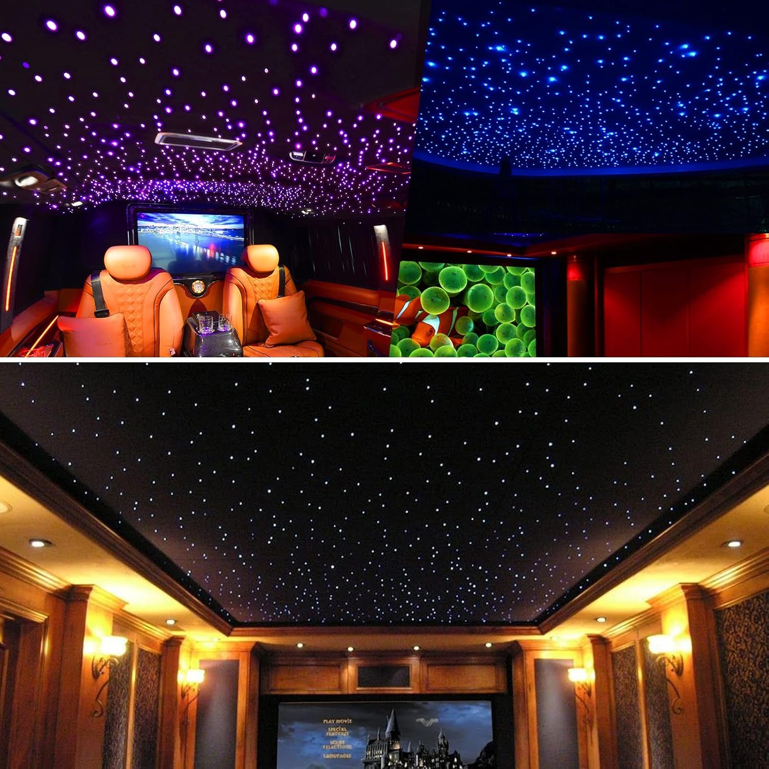 RGBW LED Kit Plafoniere a Stella in Fibra Ottica con Bluetooth App Remote Controllo Kit di Plafoniere Star, Fibra Ottica Cielo Stellato per Auto Casa Teatro