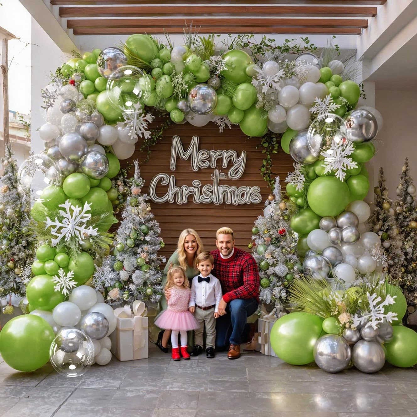 Christmas Balloon Arch DOUBLE STUFFED Green White Balloons for Birthday Baby Shower Wedding Christmas Party Decorations
