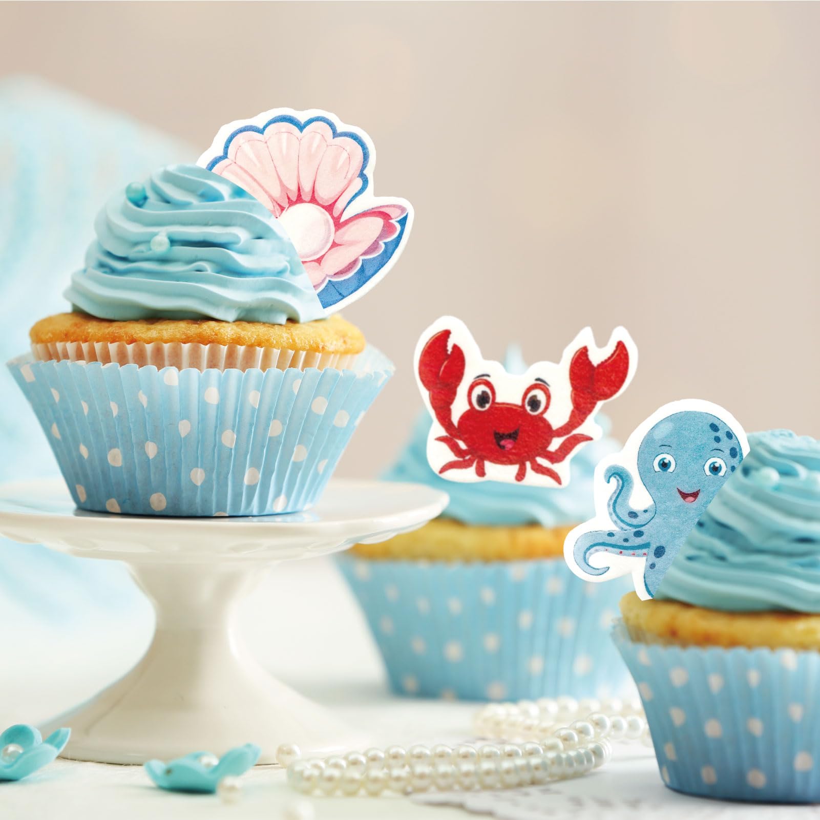 36Pcs Ocean Animal Cupcake Toppers – Under The Sea Party Decorations For Birthday & Baby Shower