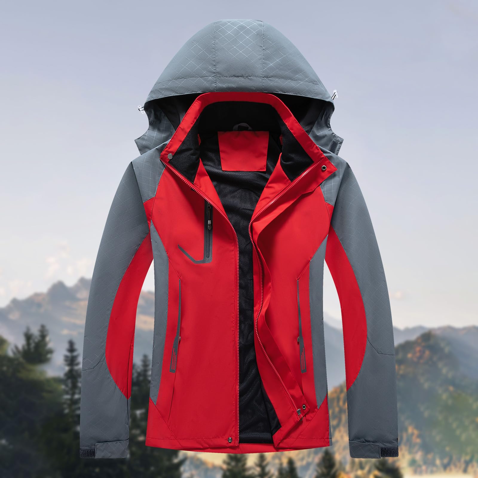 Chubasquero para hombre, impermeable, chaqueta de exterior, chaqueta de trekking, transpirable, de secado rápido, chaqueta deportiva con capucha, ajuste estrecho, chaqueta de senderismo