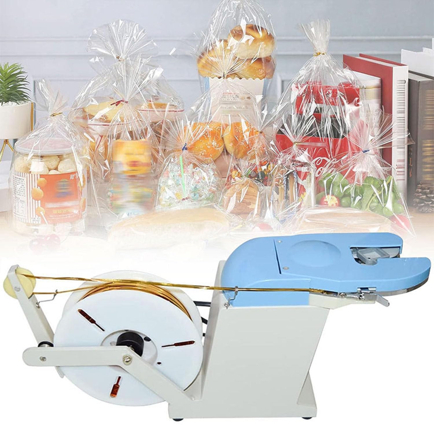 ASerZenith Automatic Twist Tie Machine For Bread Bags, Golden Wire Candy Bag Tying, Bundling Diameter 0.1-1.2Mm